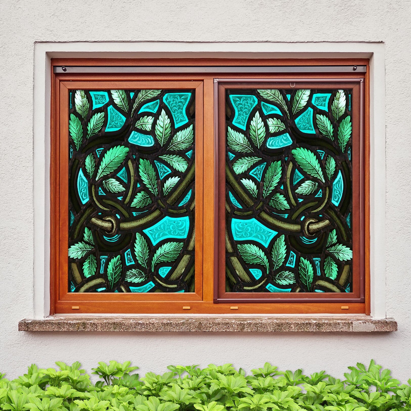 3D Green Leaves 265 Window Film Print Sticker Cling Stained Glass UV Block Wallpaper AJ Wallpaper 2