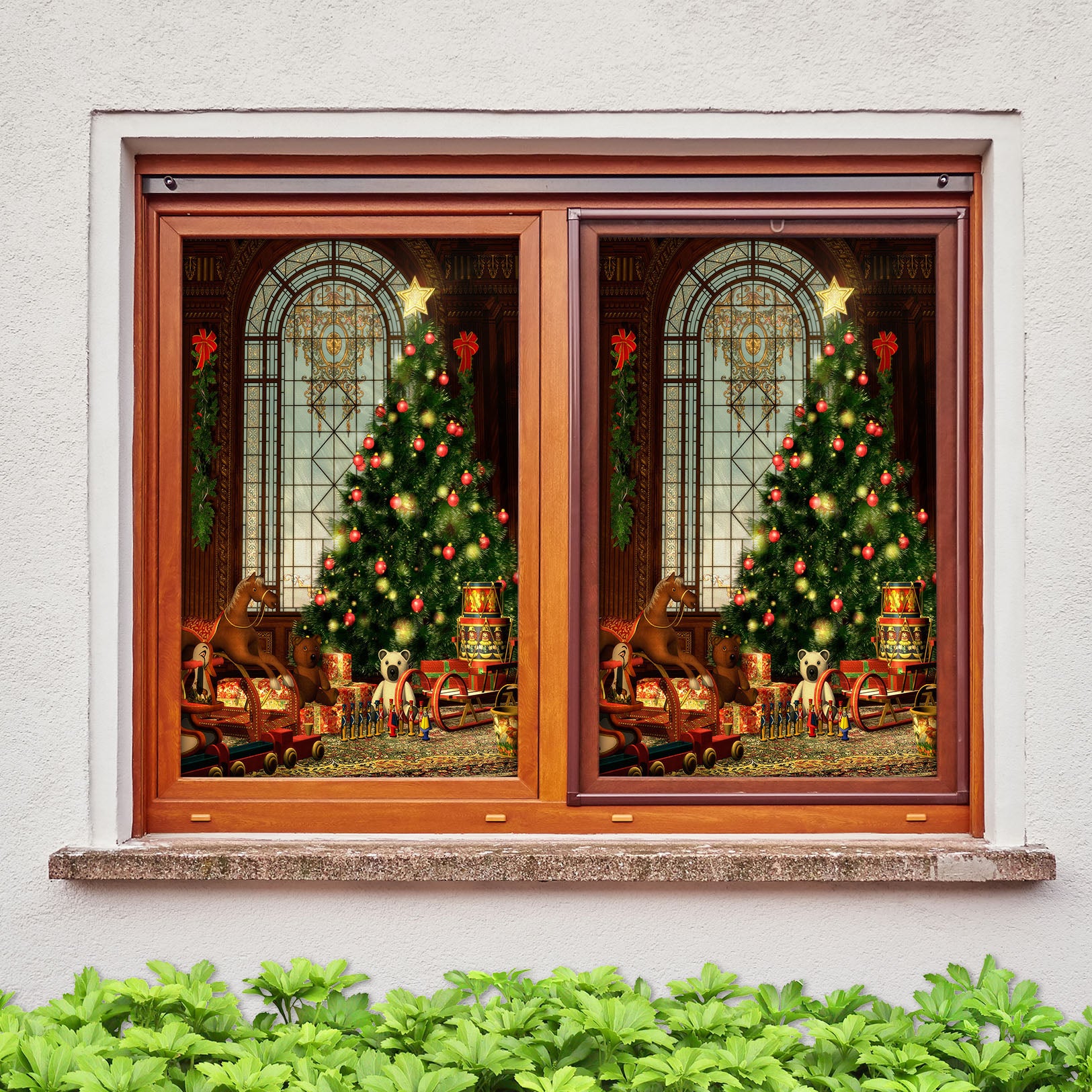 3D Christmas Tree 42161 Christmas Window Film Print Sticker Cling Stained Glass Xmas