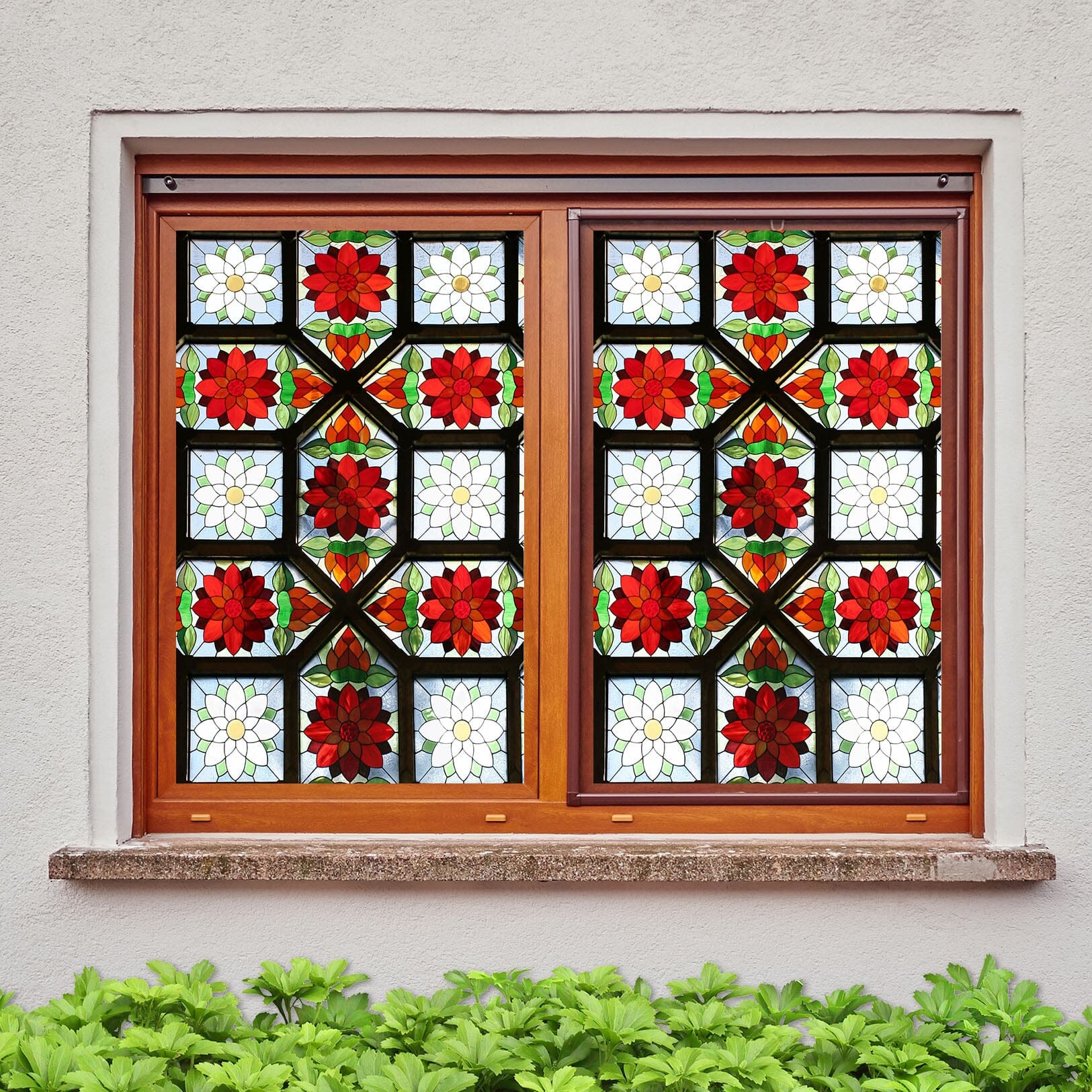 3D Red Lotus Pattern 257 Window Film Print Sticker Cling Stained Glass UV Block Wallpaper AJ Wallpaper 2
