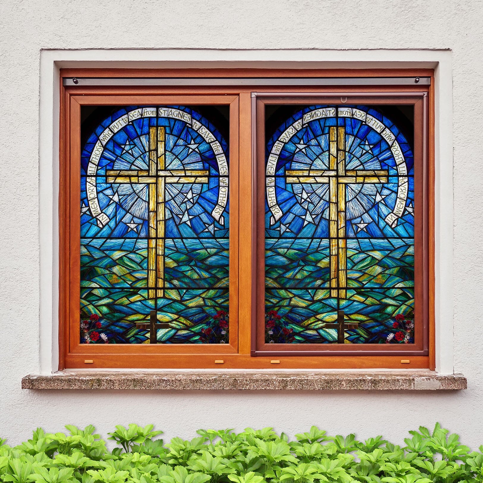 3D Christian Cross 151 Window Film Print Sticker Cling Stained Glass UV Block Wallpaper AJ Wallpaper 2