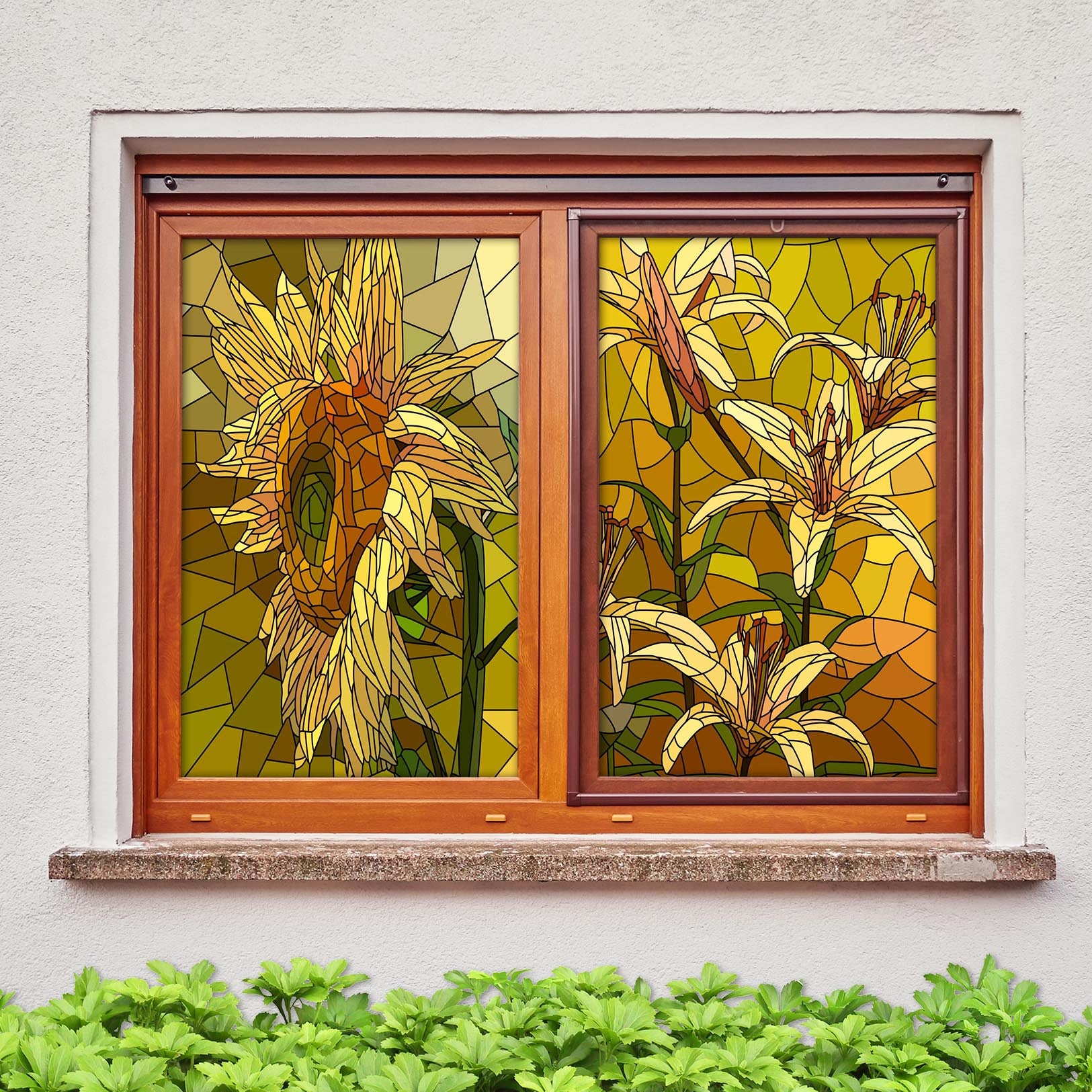 3D Mosaic Sunflower 388 Window Film Print Sticker Cling Stained Glass UV Block