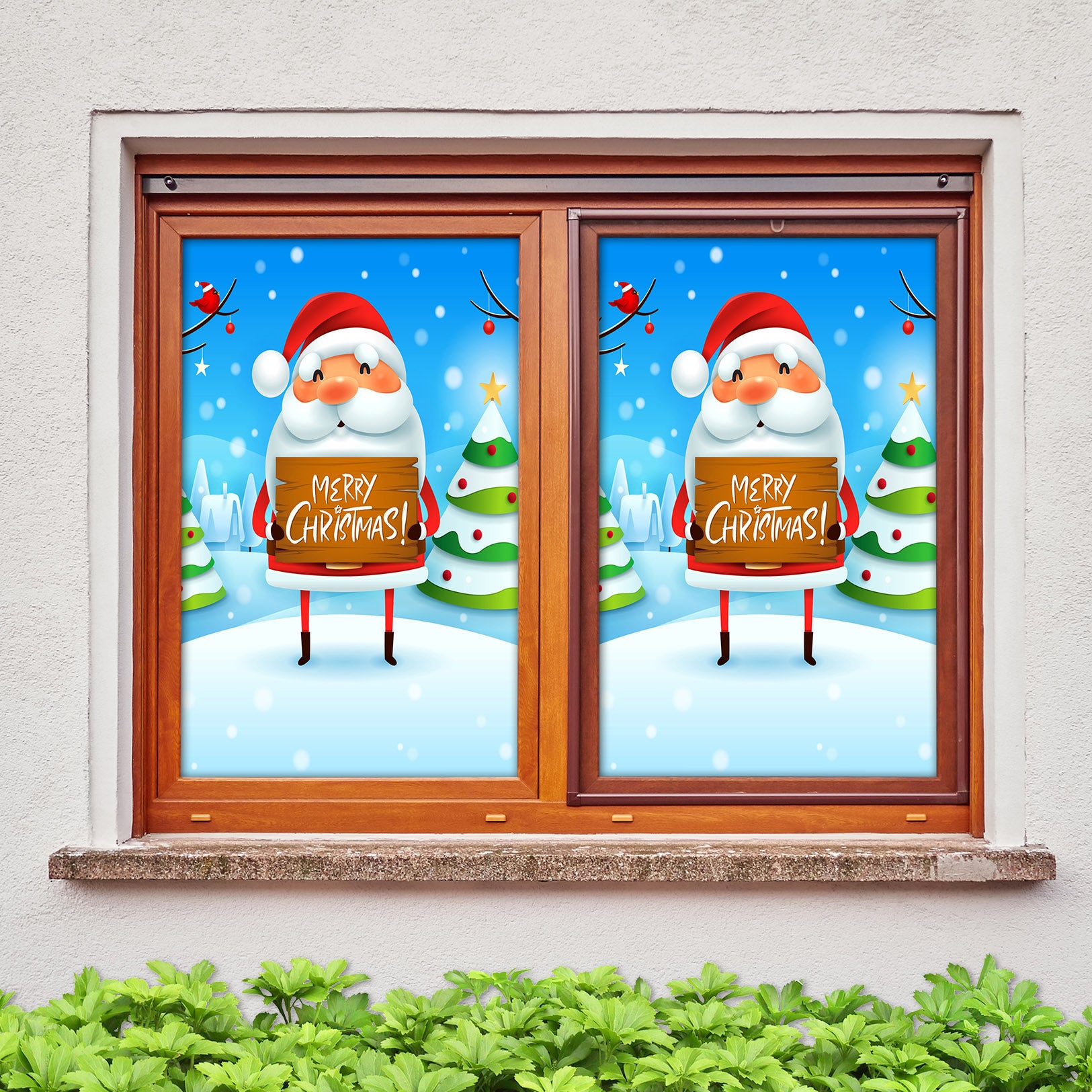 3D Santa Claus 43139 Christmas Window Film Print Sticker Cling Stained Glass Xmas