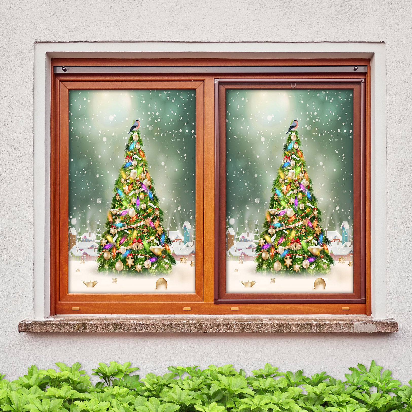 3D Christmas Tree 43088 Christmas Window Film Print Sticker Cling Stained Glass Xmas