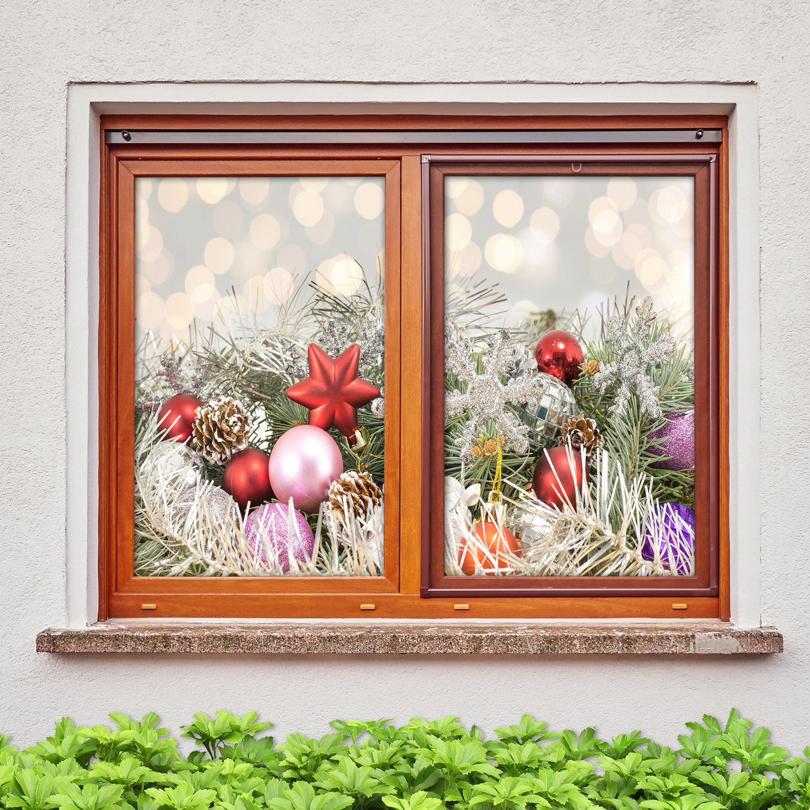 3D Ball Pendant 42185 Christmas Window Film Print Sticker Cling Stained Glass Xmas