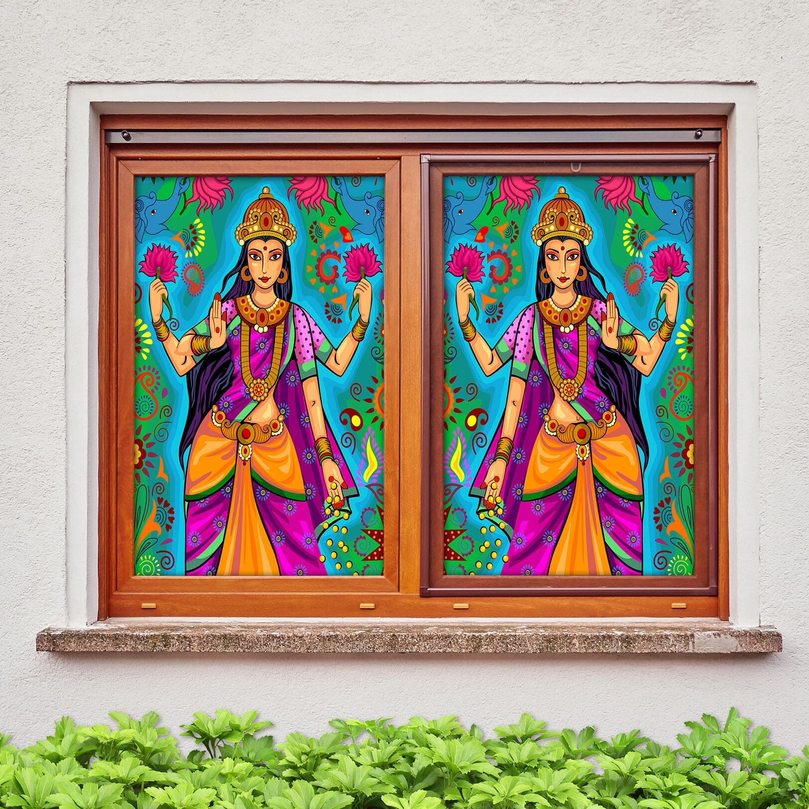 3D Indian Woman 166 Window Film Print Sticker Cling Stained Glass UV Block Wallpaper AJ Wallpaper 2
