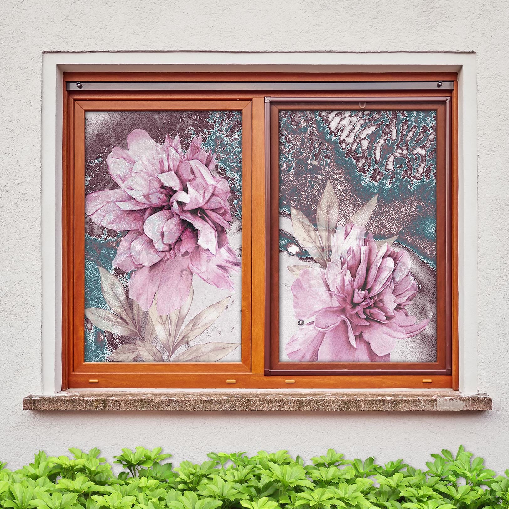 3D Pink Flower 426 Window Film Print Sticker Cling Stained Glass UV Block Wallpaper AJ Wallpaper 2