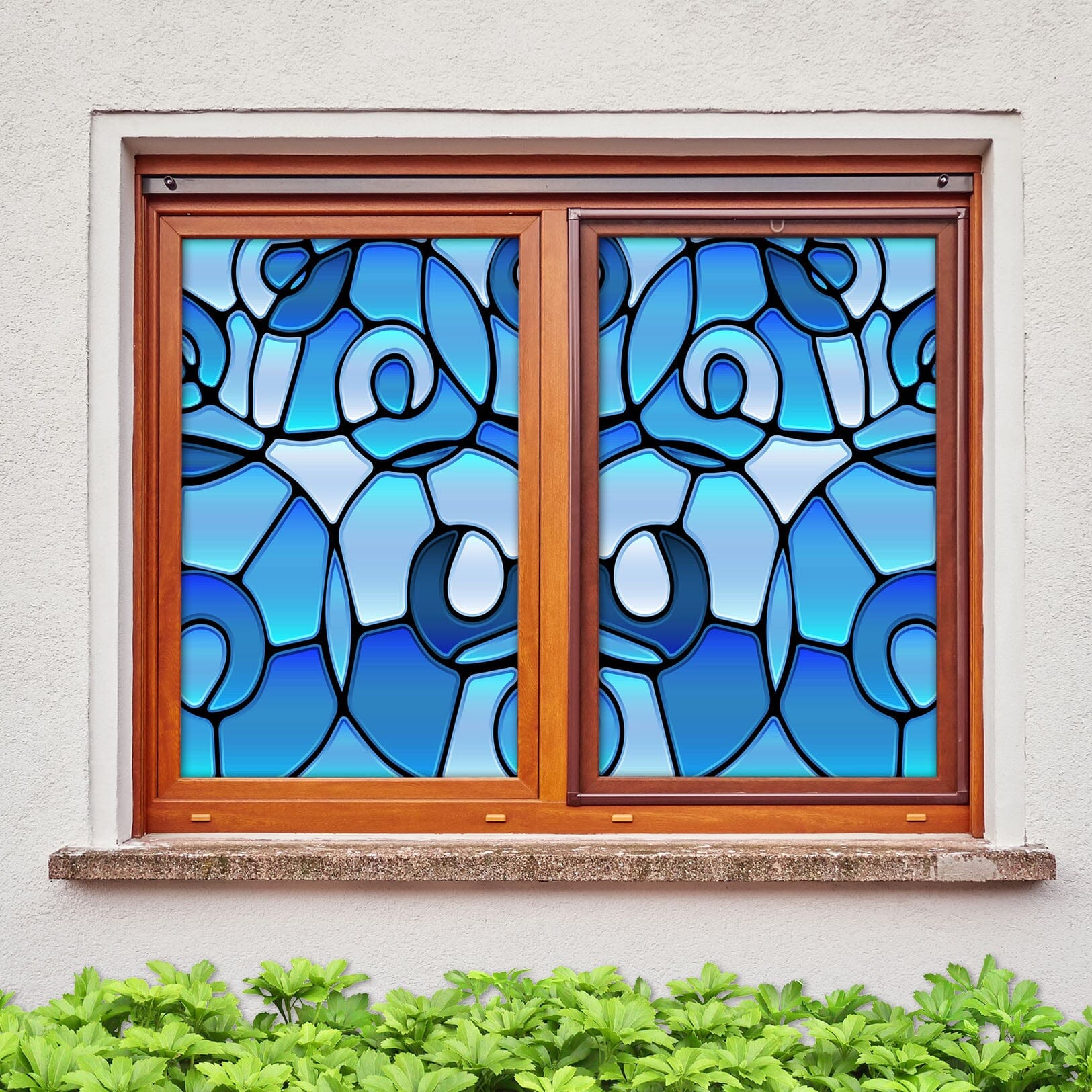 3D Blue Square 395 Window Film Print Sticker Cling Stained Glass UV Block Wallpaper AJ Wallpaper 2