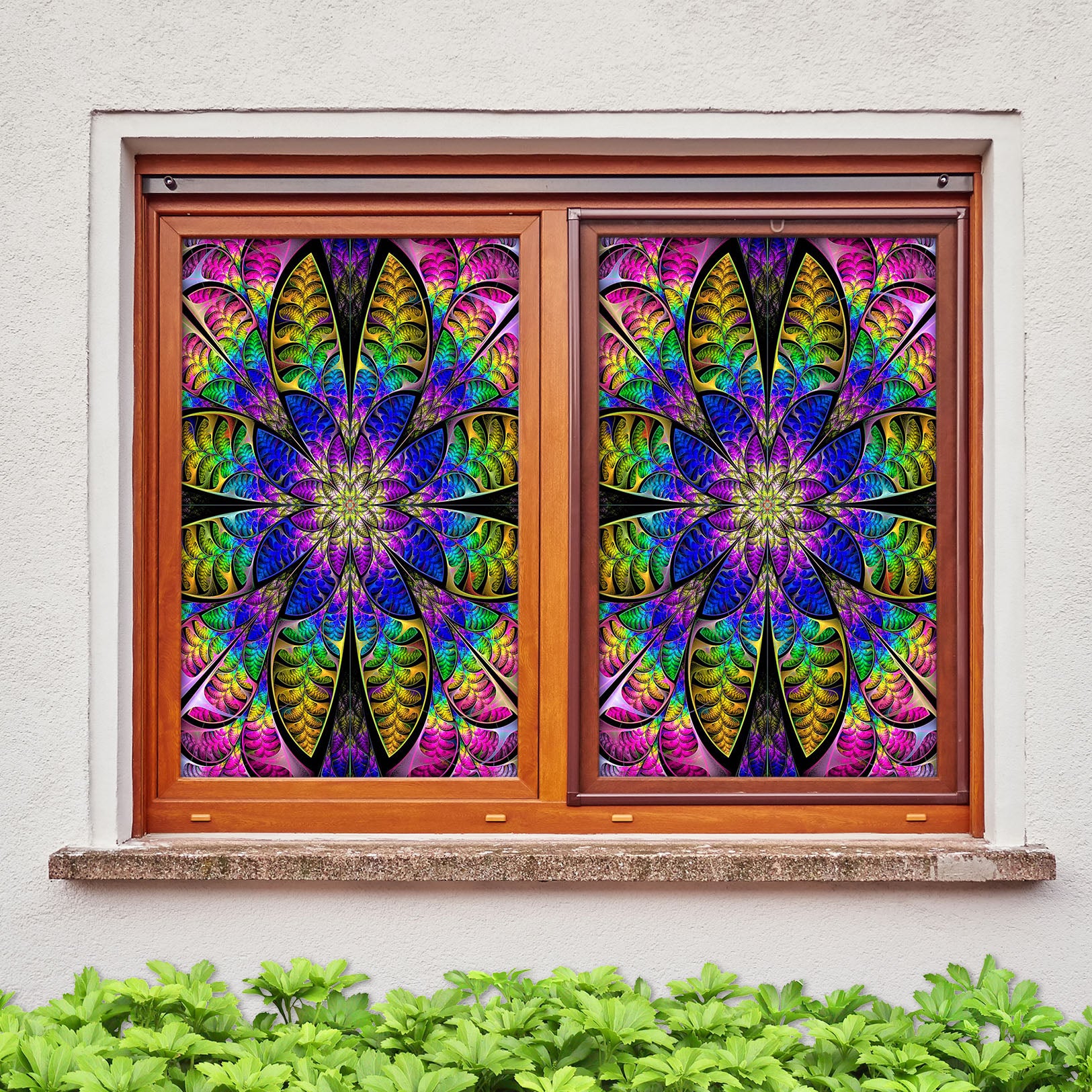 3D Blue Petals 058 Window Film Print Sticker Cling Stained Glass UV Block