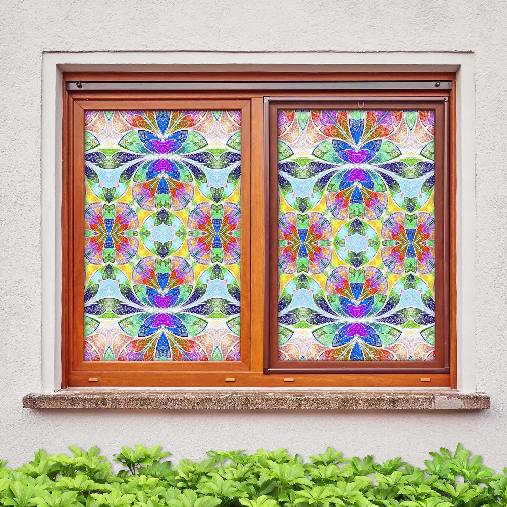 3D Colored Flower 339 Window Film Print Sticker Cling Stained Glass UV Block Wallpaper AJ Wallpaper 2