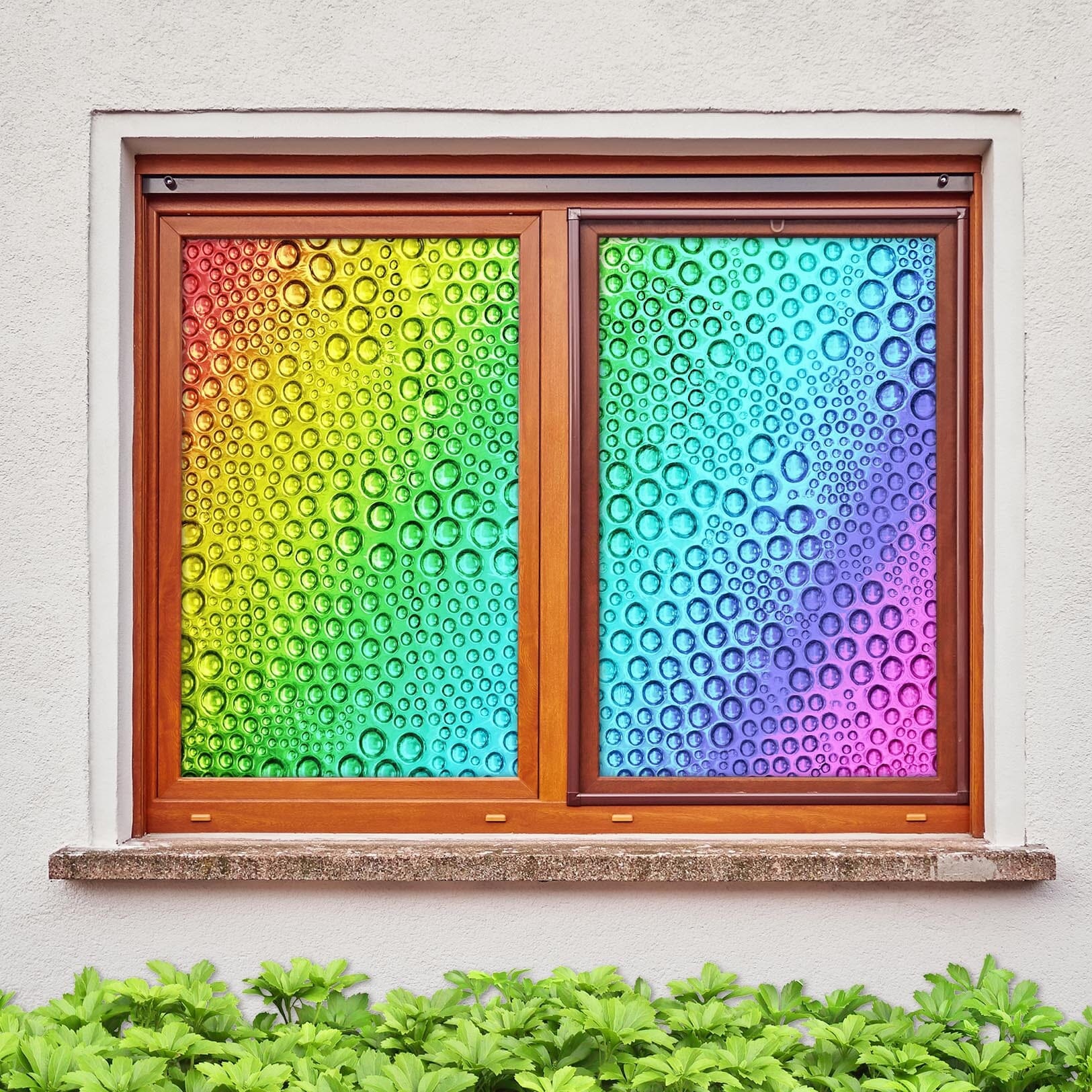 3D Rainbow Water Droplets 270 Window Film Print Sticker Cling Stained Glass UV Block Wallpaper AJ Wallpaper 2