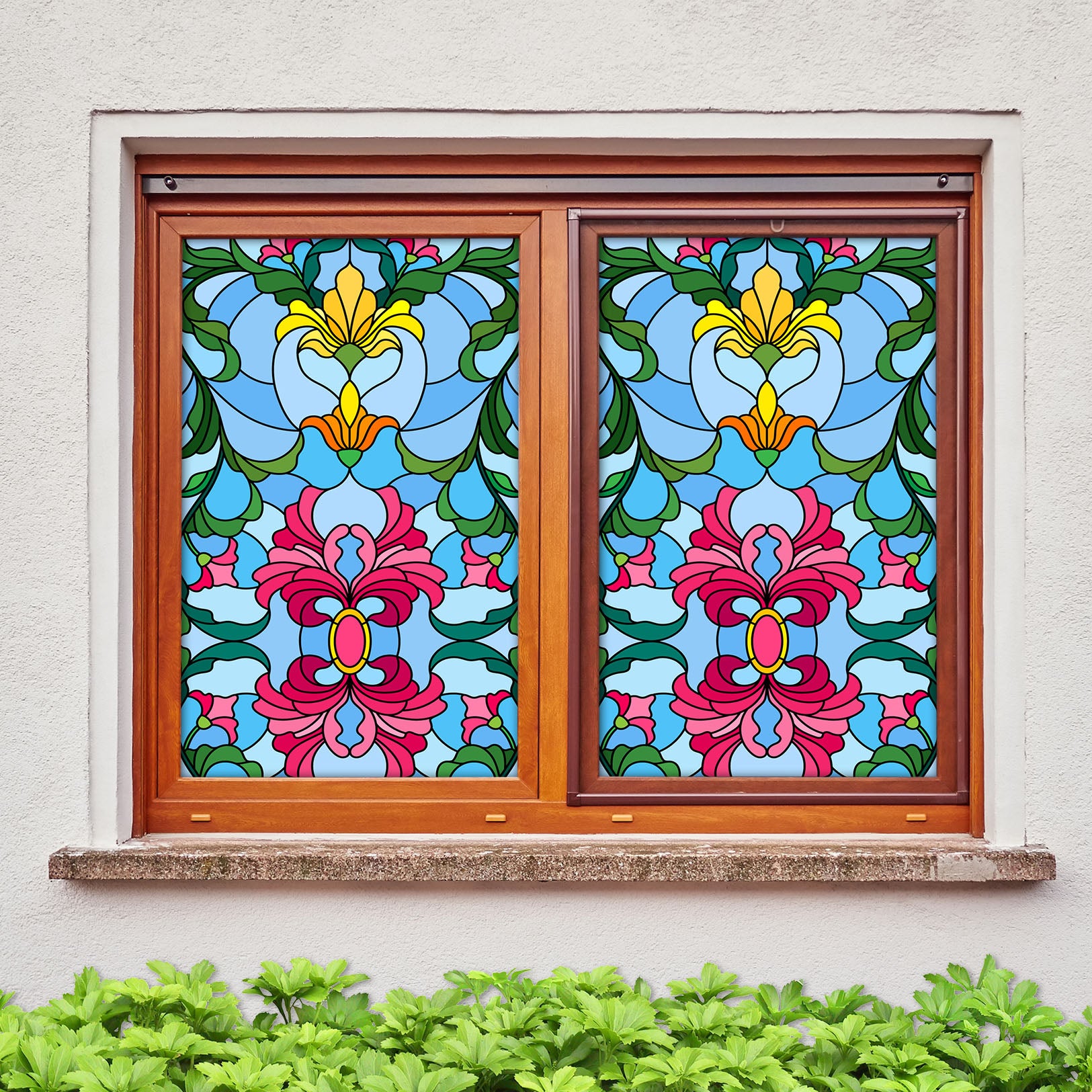 3D Yellow Flower 076 Window Film Print Sticker Cling Stained Glass UV Block