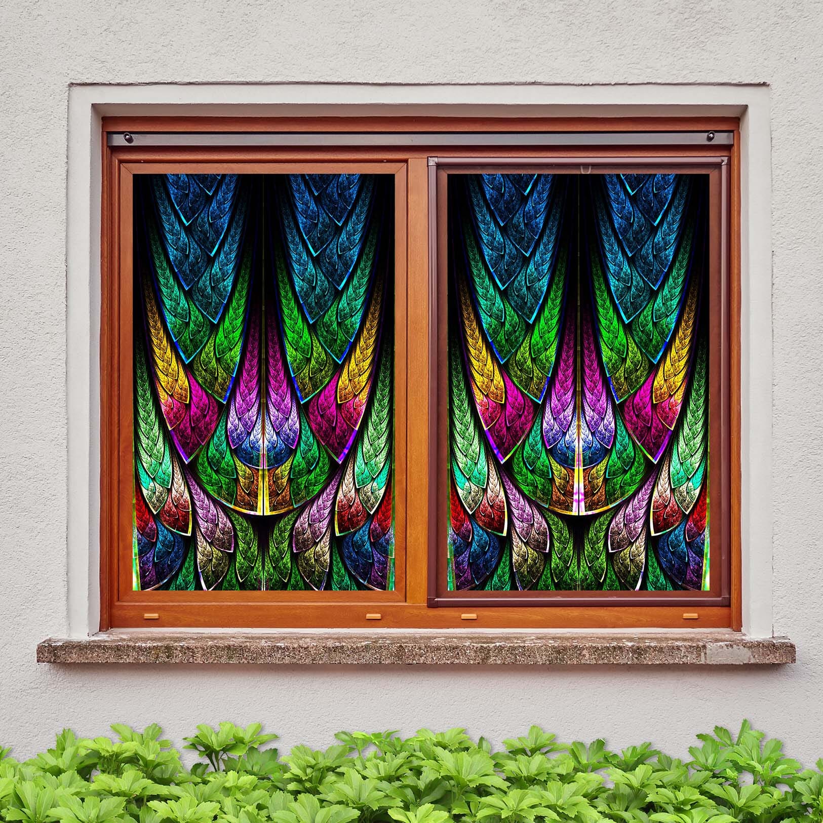 3D Colored Feather 277 Window Film Print Sticker Cling Stained Glass UV Block Wallpaper AJ Wallpaper 2