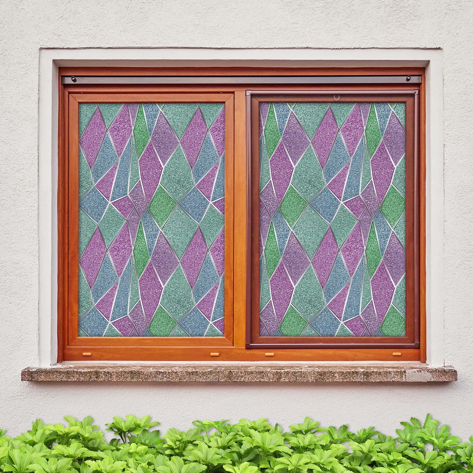3D Diamond Green 106 Window Film Print Sticker Cling Stained Glass UV Block