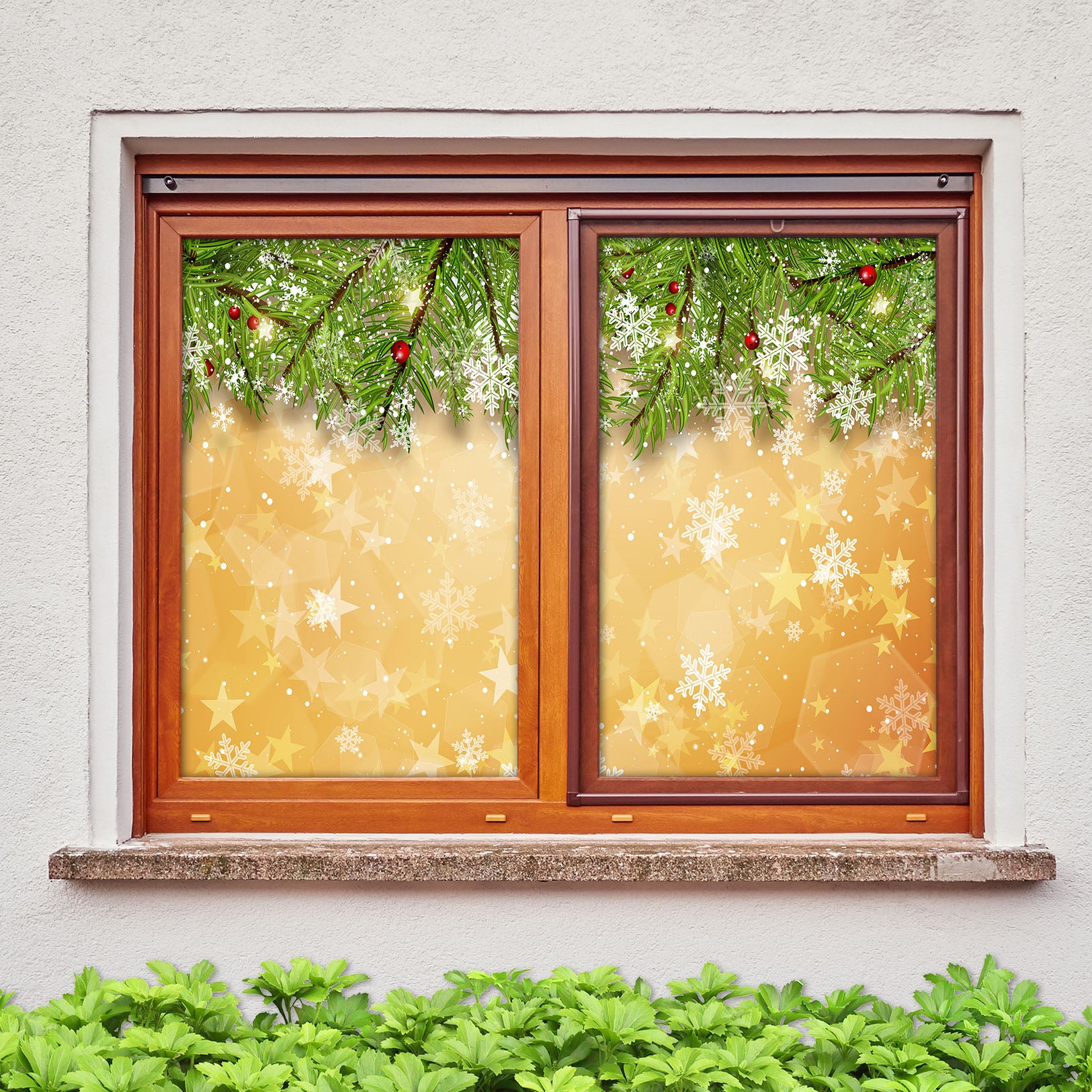 3D Snowflake 43067 Christmas Window Film Print Sticker Cling Stained Glass Xmas