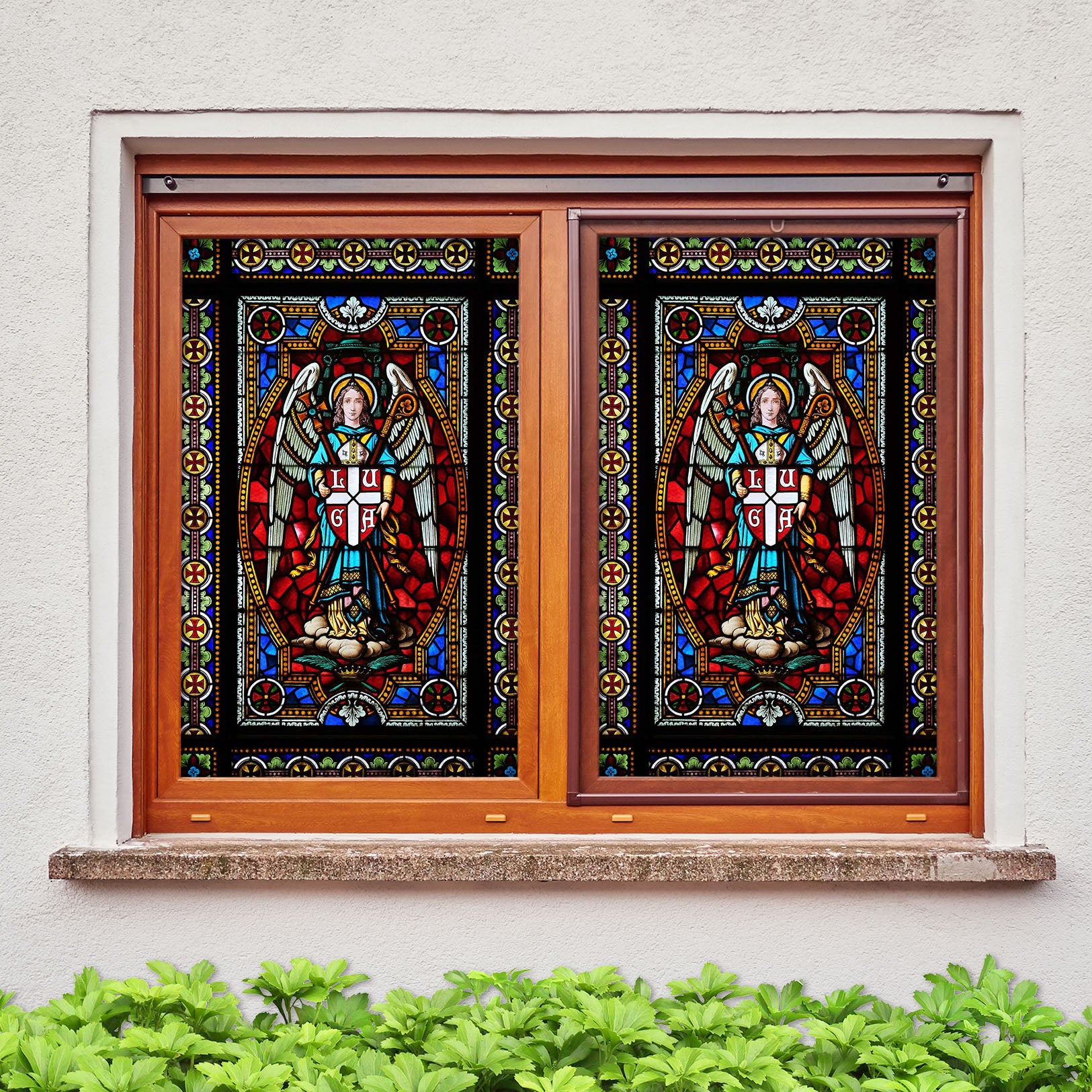 3D Staff Wing 231 Window Film Print Sticker Cling Stained Glass UV Block