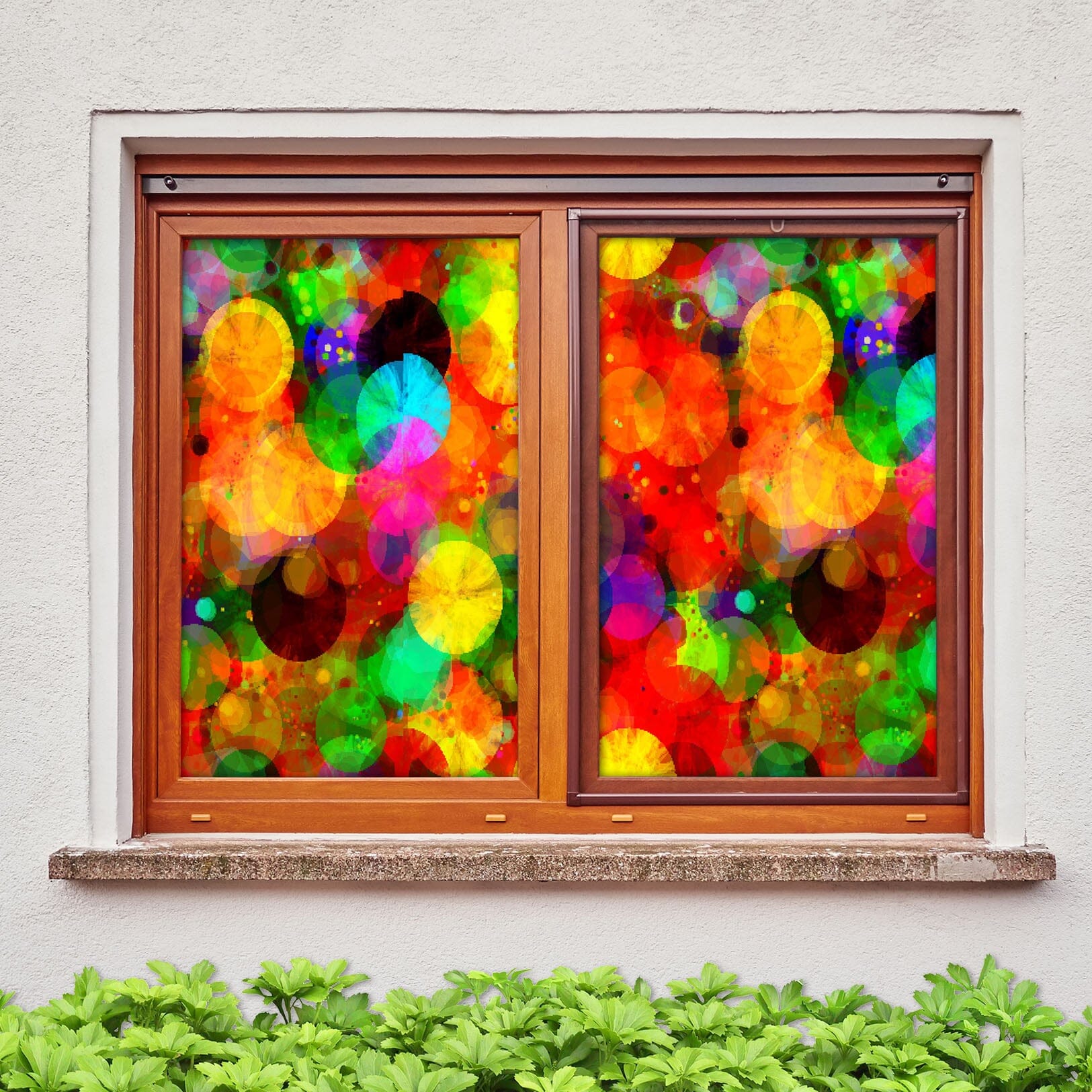 3D Watercolor Round 357 Window Film Print Sticker Cling Stained Glass UV Block Wallpaper AJ Wallpaper 2
