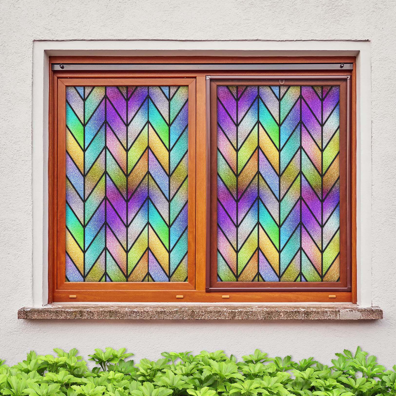 3D Color Waves 114 Window Film Print Sticker Cling Stained Glass UV Block