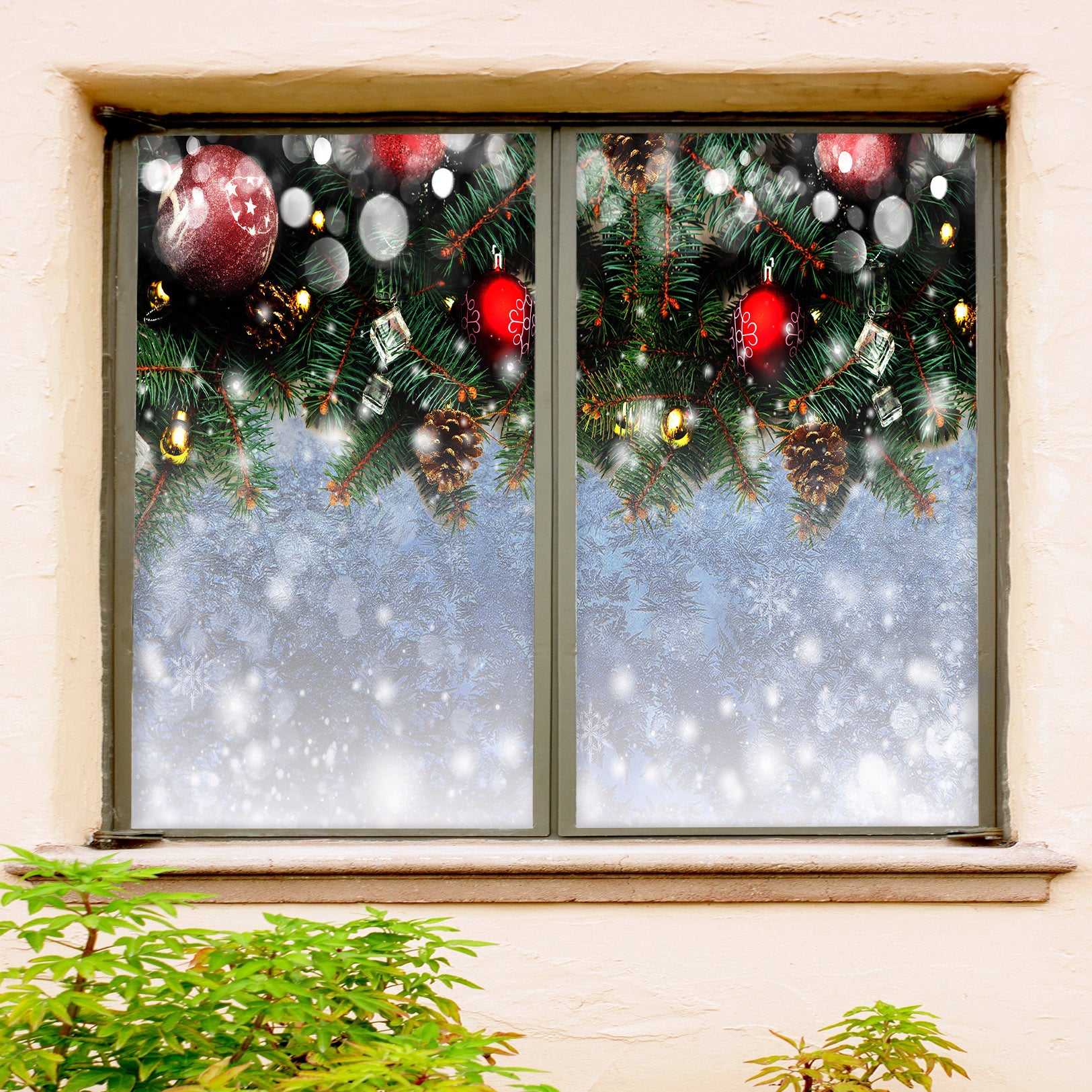 3D Christmas Tree 43141 Christmas Window Film Print Sticker Cling Stained Glass Xmas