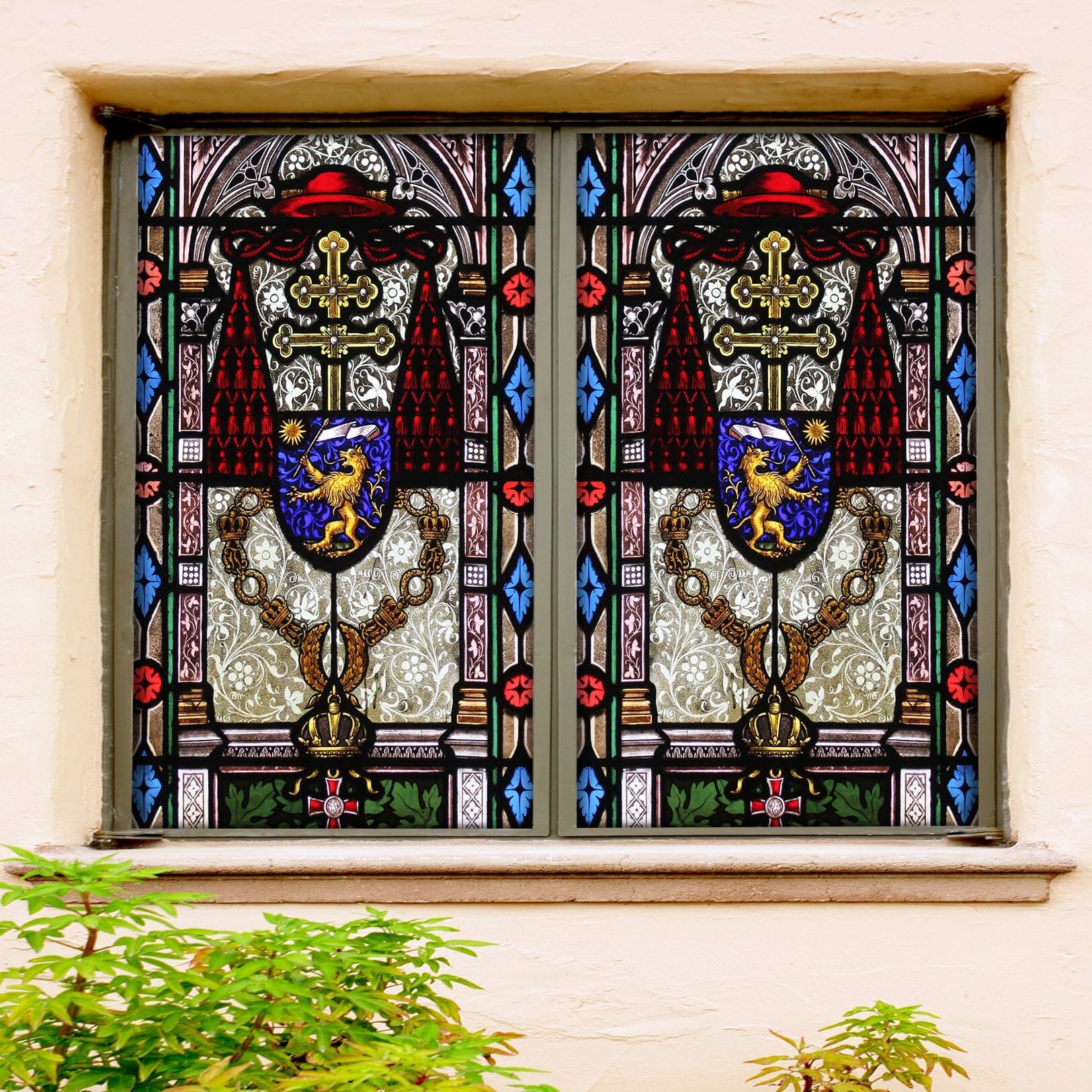 3D Golden Lion 217 Window Film Print Sticker Cling Stained Glass UV Block Wallpaper AJ Wallpaper 2