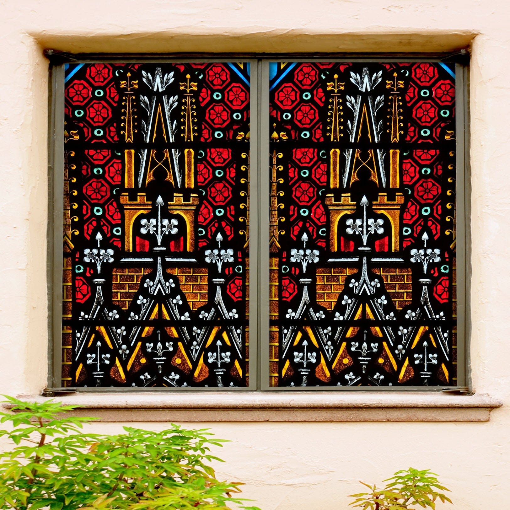 3D Golden Triangle Flower 203 Window Film Print Sticker Cling Stained Glass UV Block Wallpaper AJ Wallpaper 2