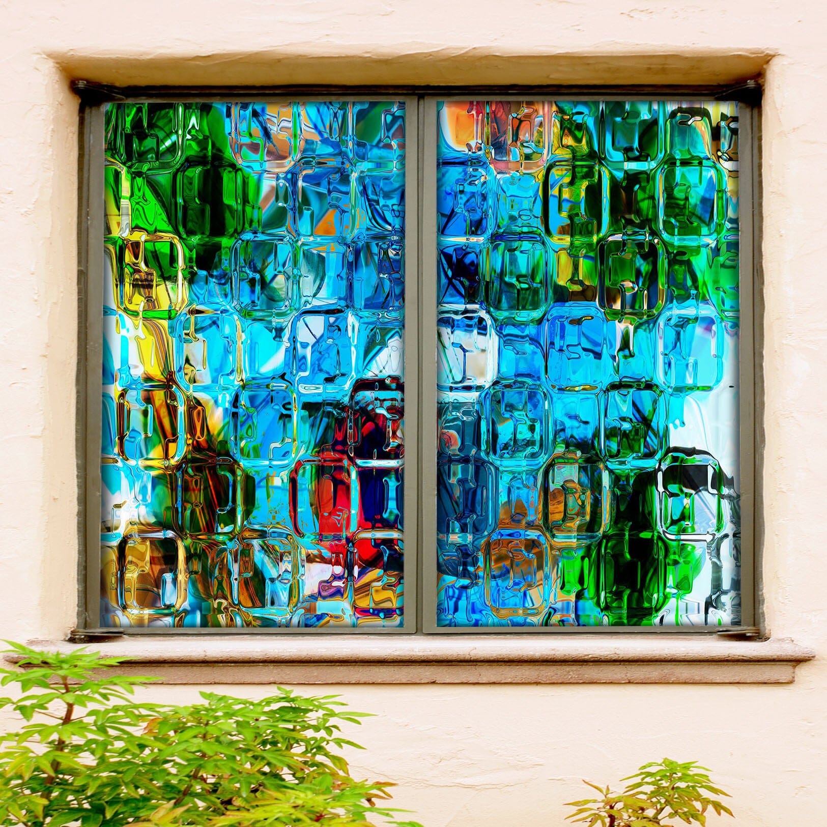 3D Blue Ice Cube 127 Window Film Print Sticker Cling Stained Glass UV Block Wallpaper AJ Wallpaper 2