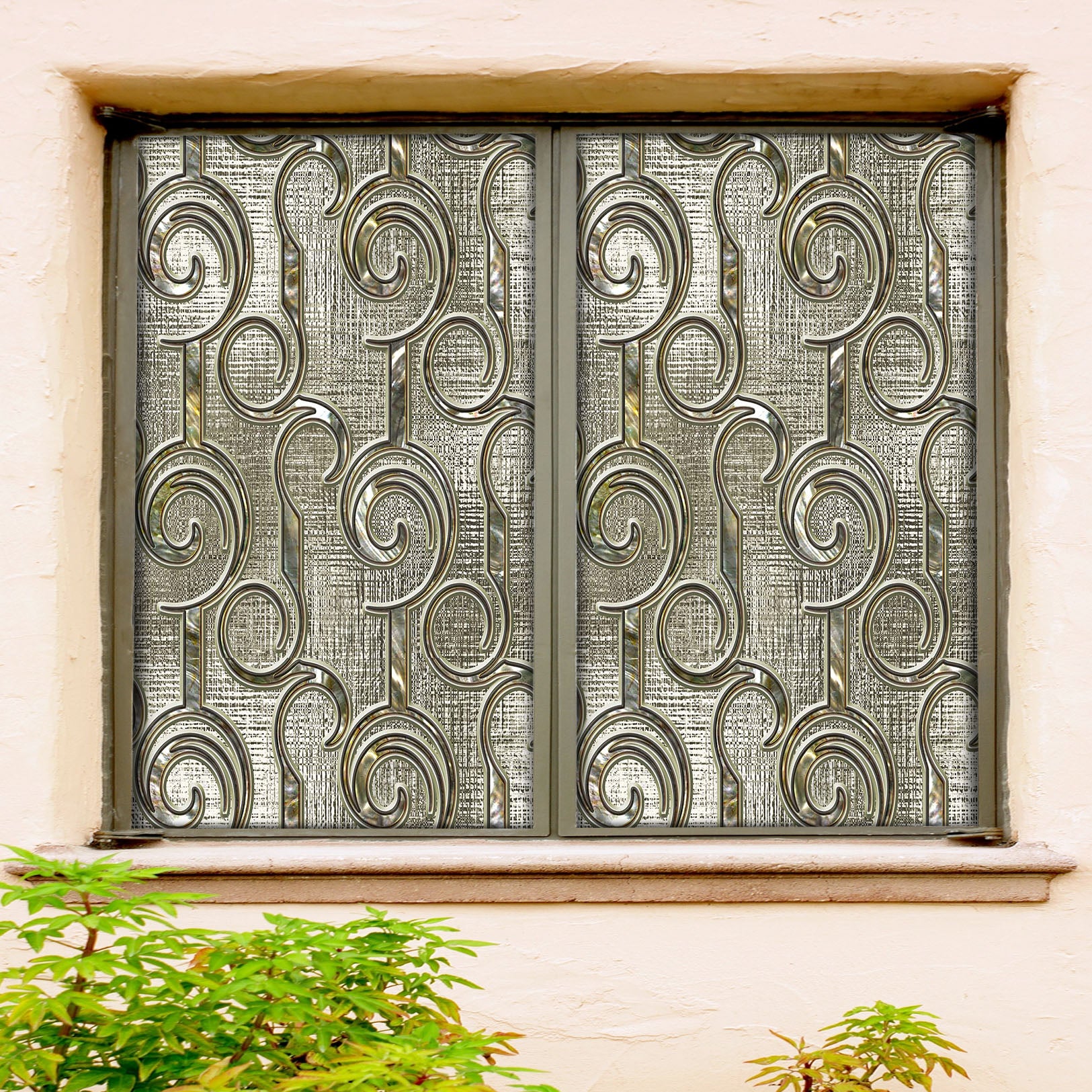 3D Golden Stripes 128 Window Film Print Sticker Cling Stained Glass UV Block