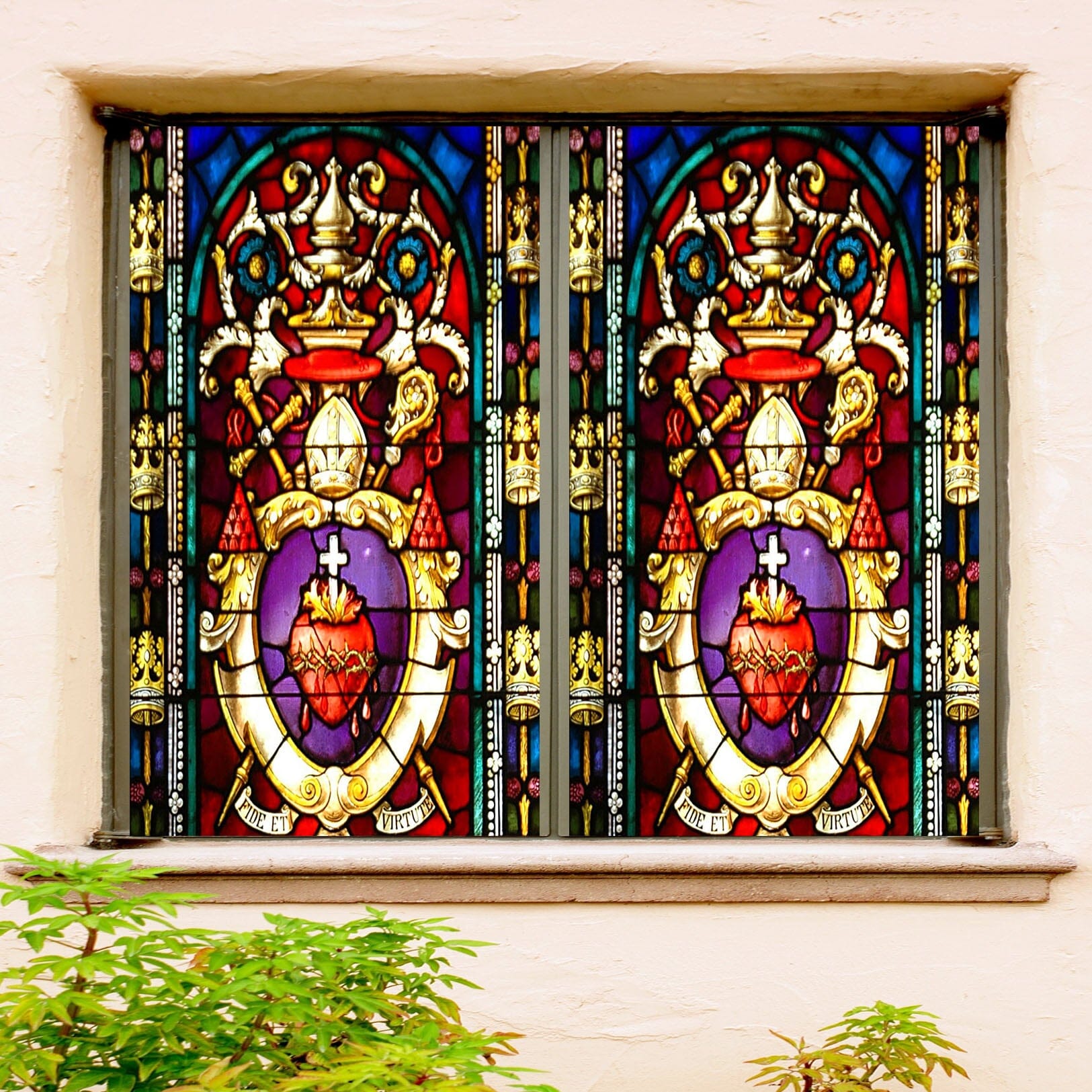 3D Heart Religion 255 Window Film Print Sticker Cling Stained Glass UV Block Wallpaper AJ Wallpaper 2