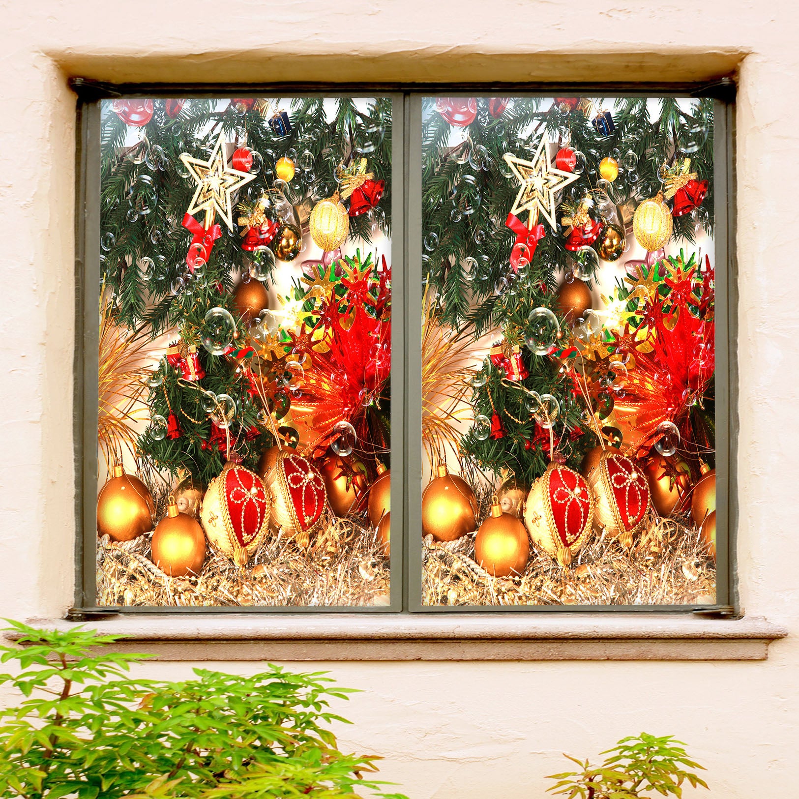 3D Christmas Ball Pendant 42189 Christmas Window Film Print Sticker Cling Stained Glass Xmas