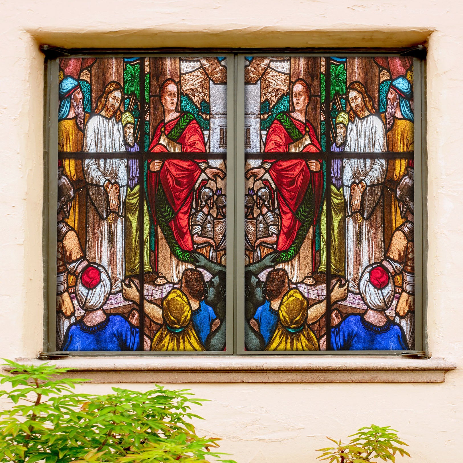 3D Praying Believer 132 Window Film Print Sticker Cling Stained Glass UV Block