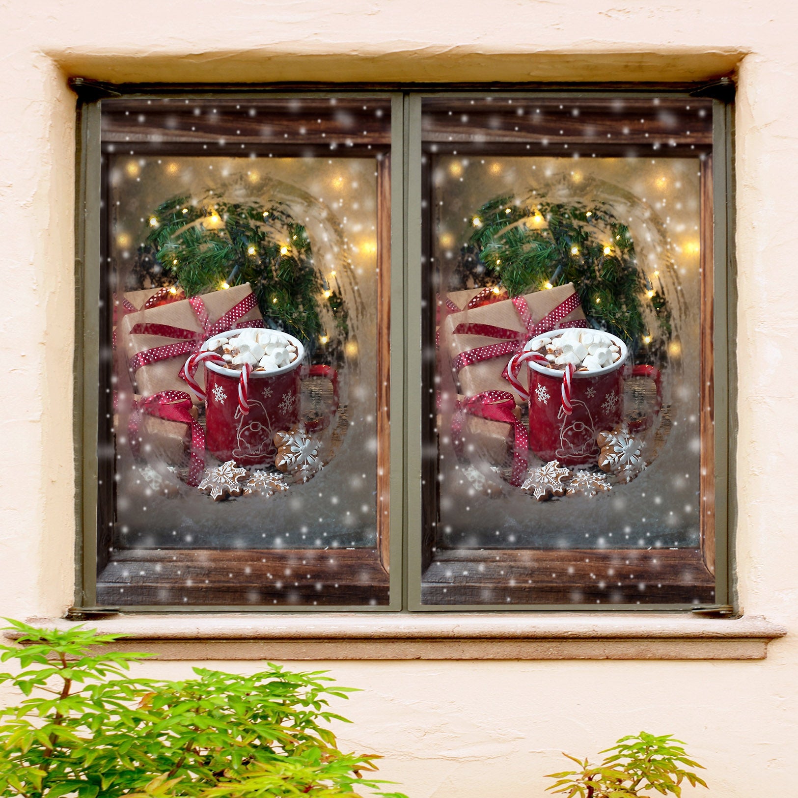 3D Gift 43161 Christmas Window Film Print Sticker Cling Stained Glass Xmas