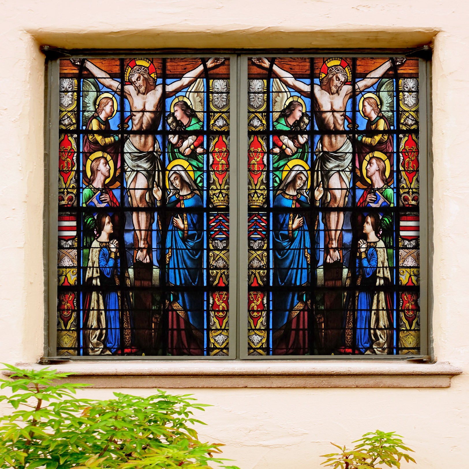 3D Christian Courier 079 Window Film Print Sticker Cling Stained Glass UV Block