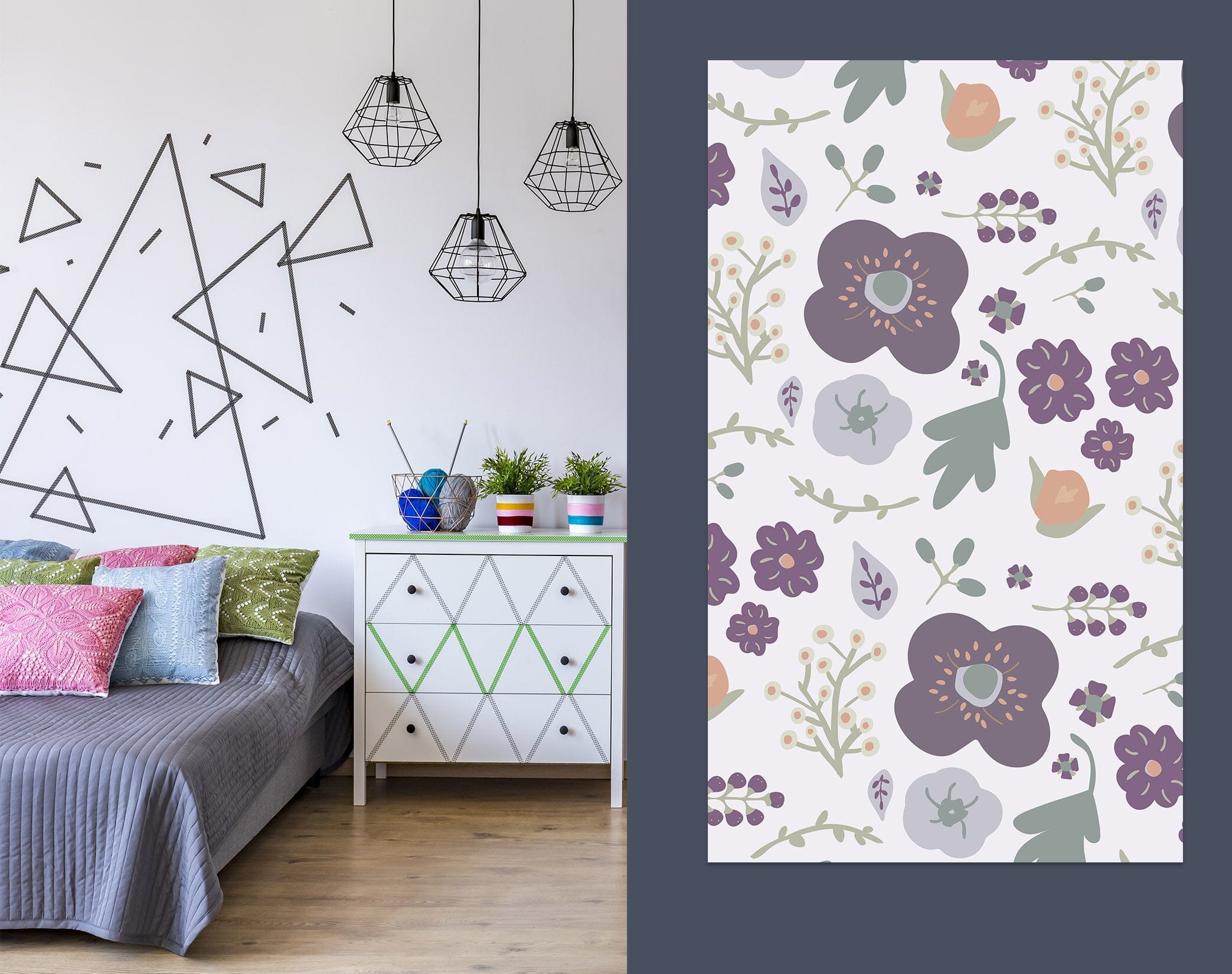 3D Colored Flowers 008 Jillian Helvey Wall Sticker Wallpaper AJ Wallpaper 2