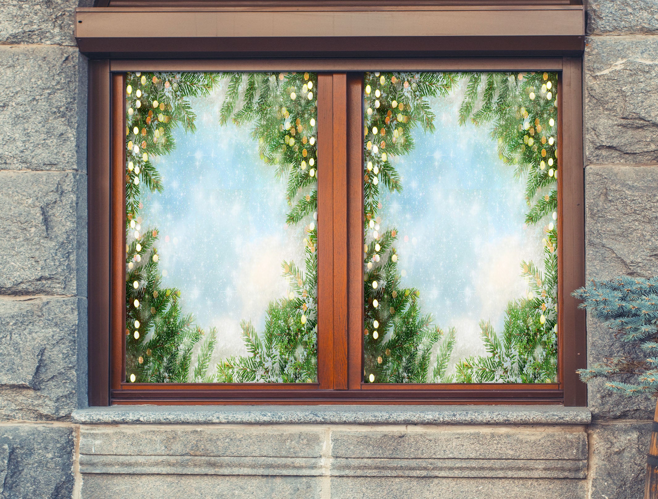 3D Christmas Tree 43089 Christmas Window Film Print Sticker Cling Stained Glass Xmas