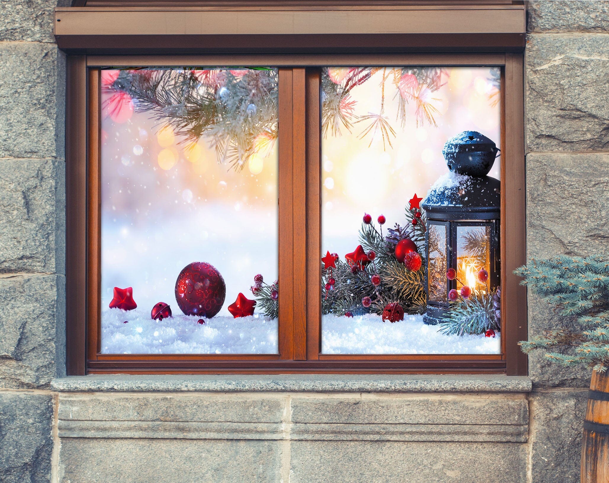 3D Christmas Lantern 447 Window Film Print Sticker Cling Stained Glass UV Block Wallpaper AJ Wallpaper 2