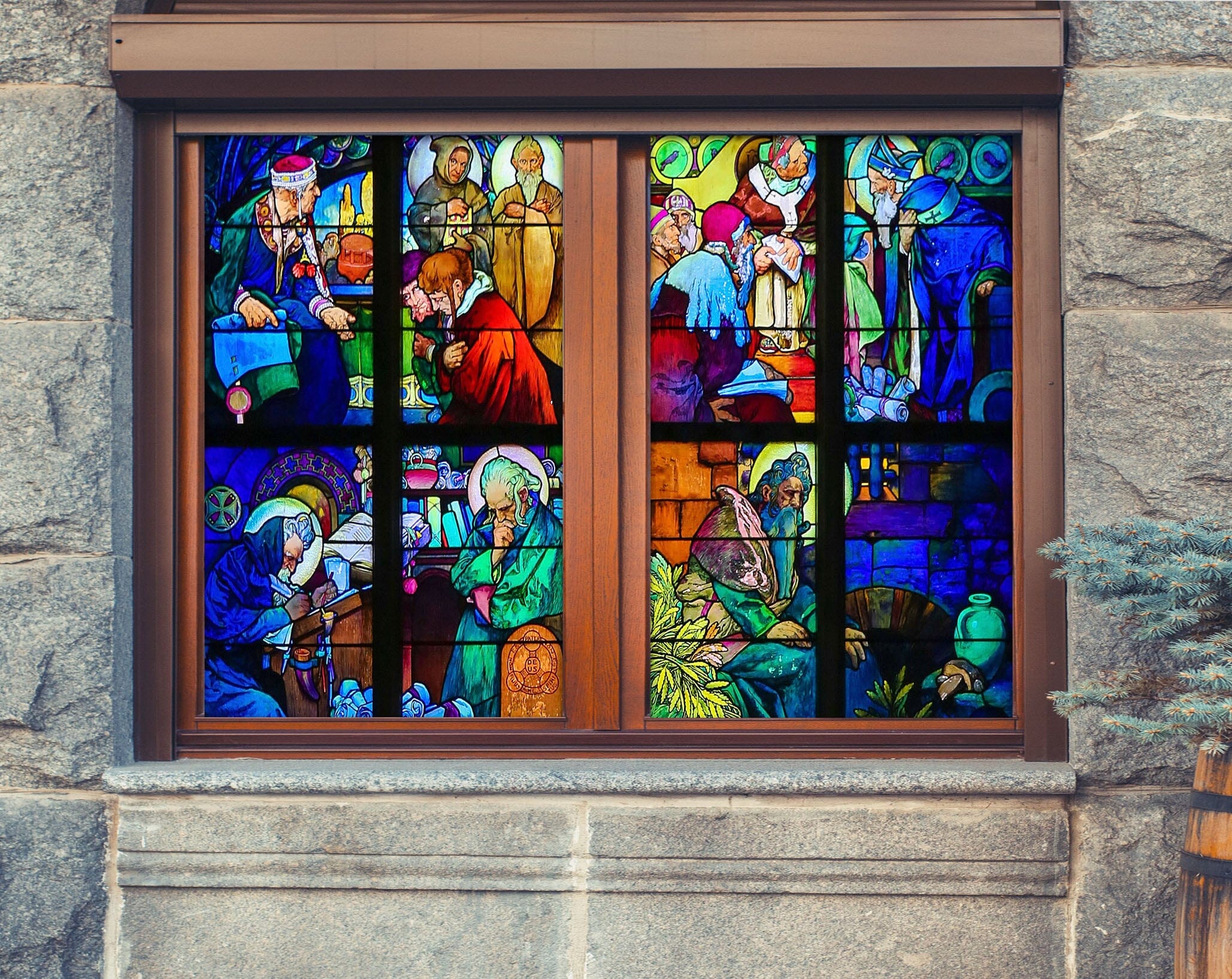3D Church Prayer 334 Window Film Print Sticker Cling Stained Glass UV Block Wallpaper AJ Wallpaper 2
