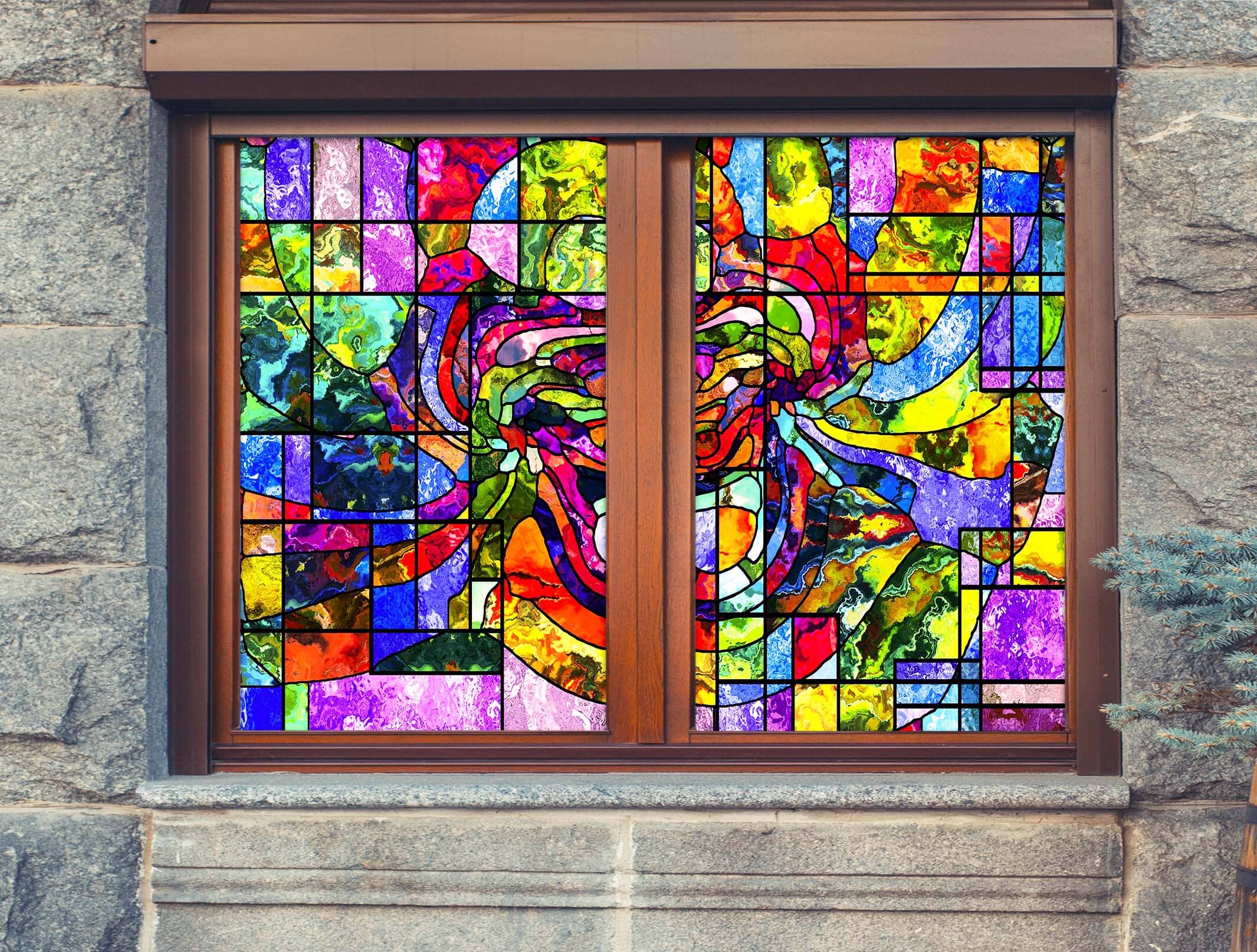 3D Color Abstraction 185 Window Film Print Sticker Cling Stained Glass UV Block Wallpaper AJ Wallpaper 2