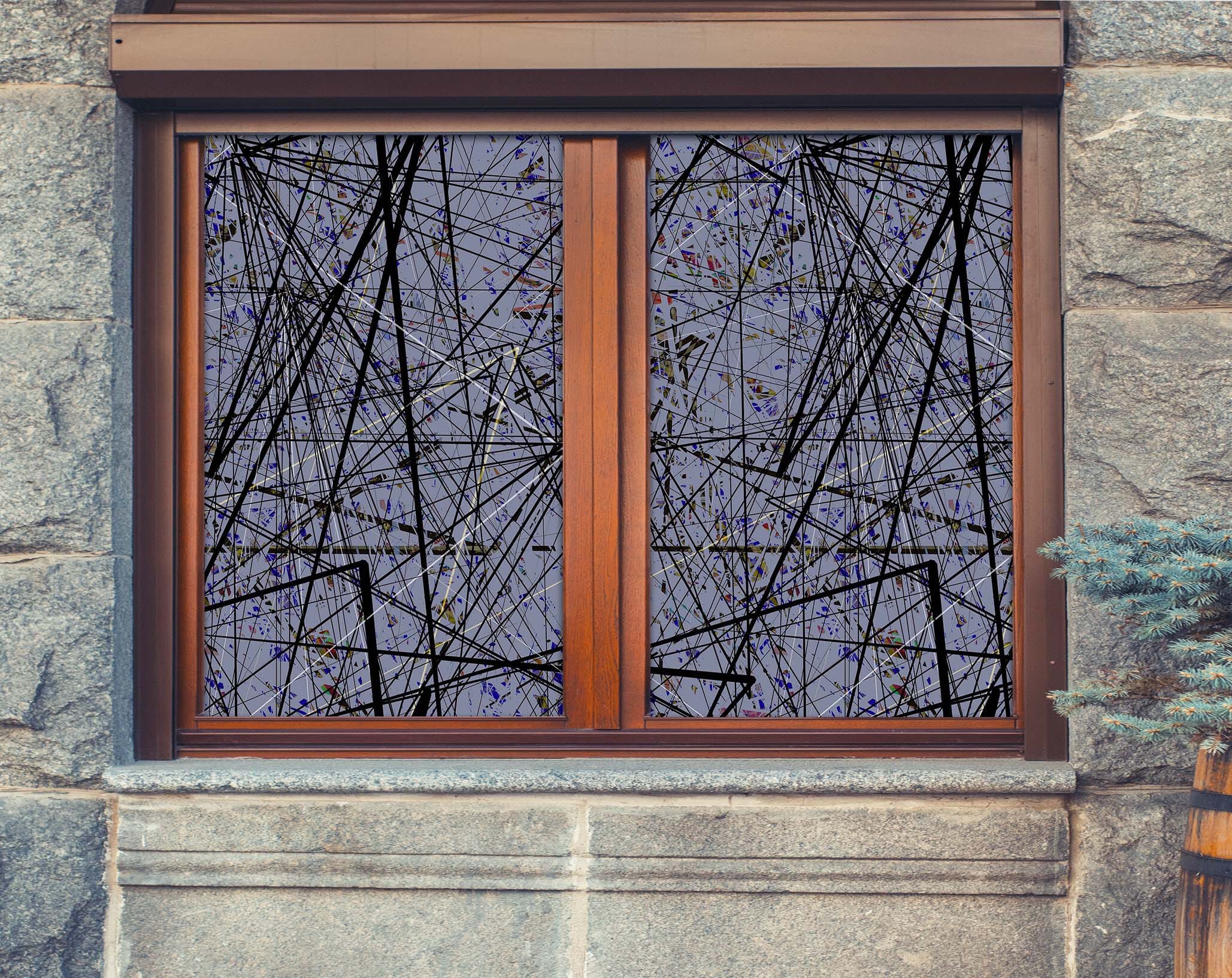 3D Black Lines 341 Window Film Print Sticker Cling Stained Glass UV Block Wallpaper AJ Wallpaper 2