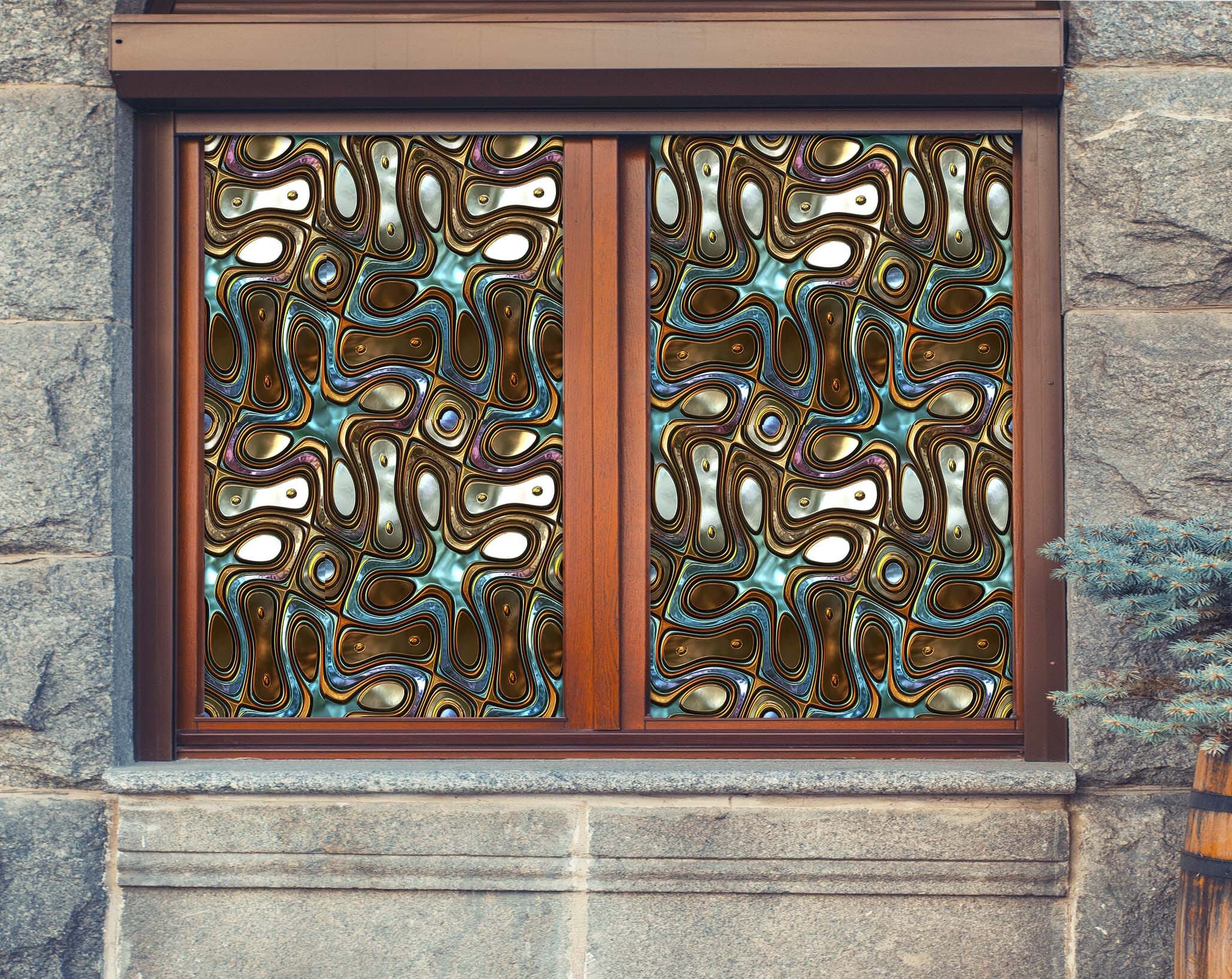 3D Metal Pattern 469 Window Film Print Sticker Cling Stained Glass UV Block Wallpaper AJ Wallpaper 2