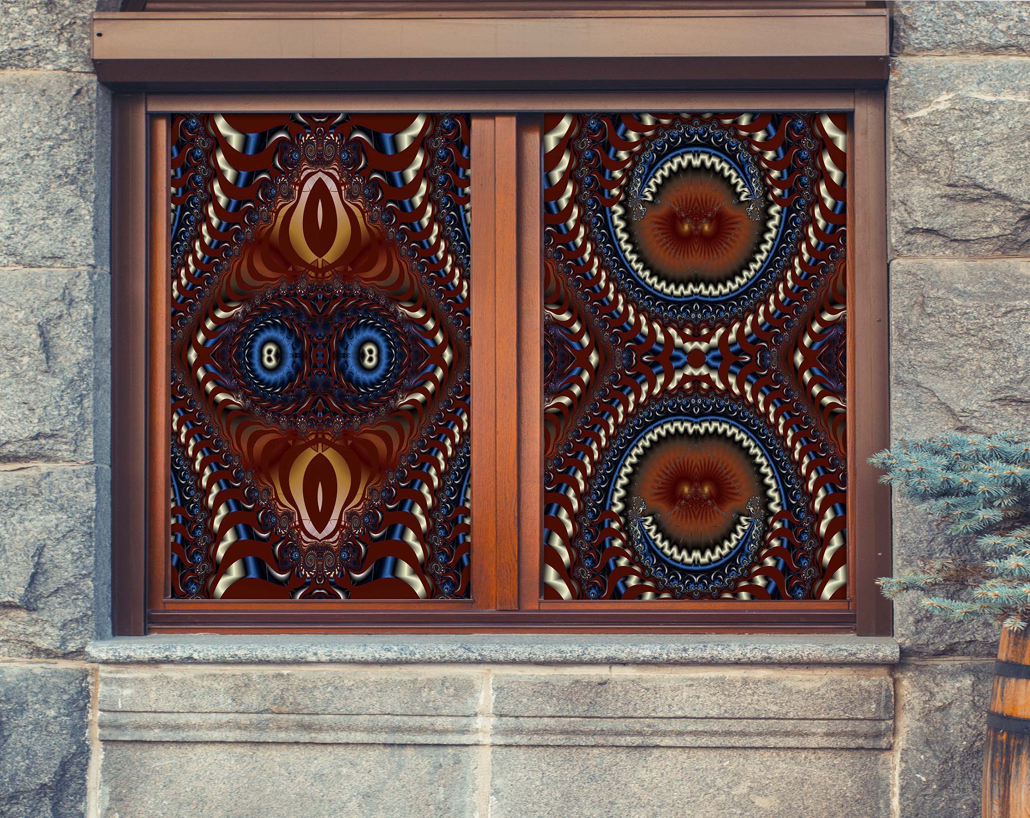 3D Abstract Graphics 346 Window Film Print Sticker Cling Stained Glass UV Block