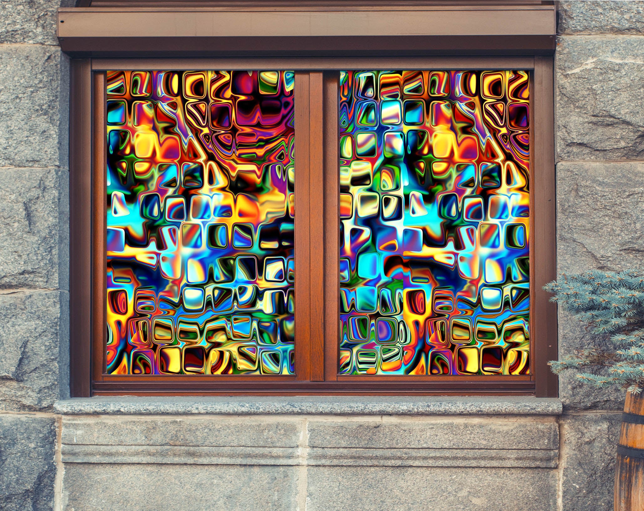 3D Art Grunge Texture 271 Window Film Print Sticker Cling Stained Glass UV Block