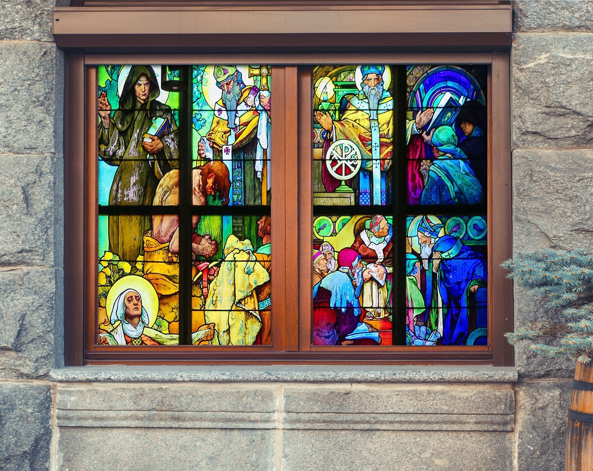 3D Believers Pray 335 Window Film Print Sticker Cling Stained Glass UV Block Wallpaper AJ Wallpaper 2