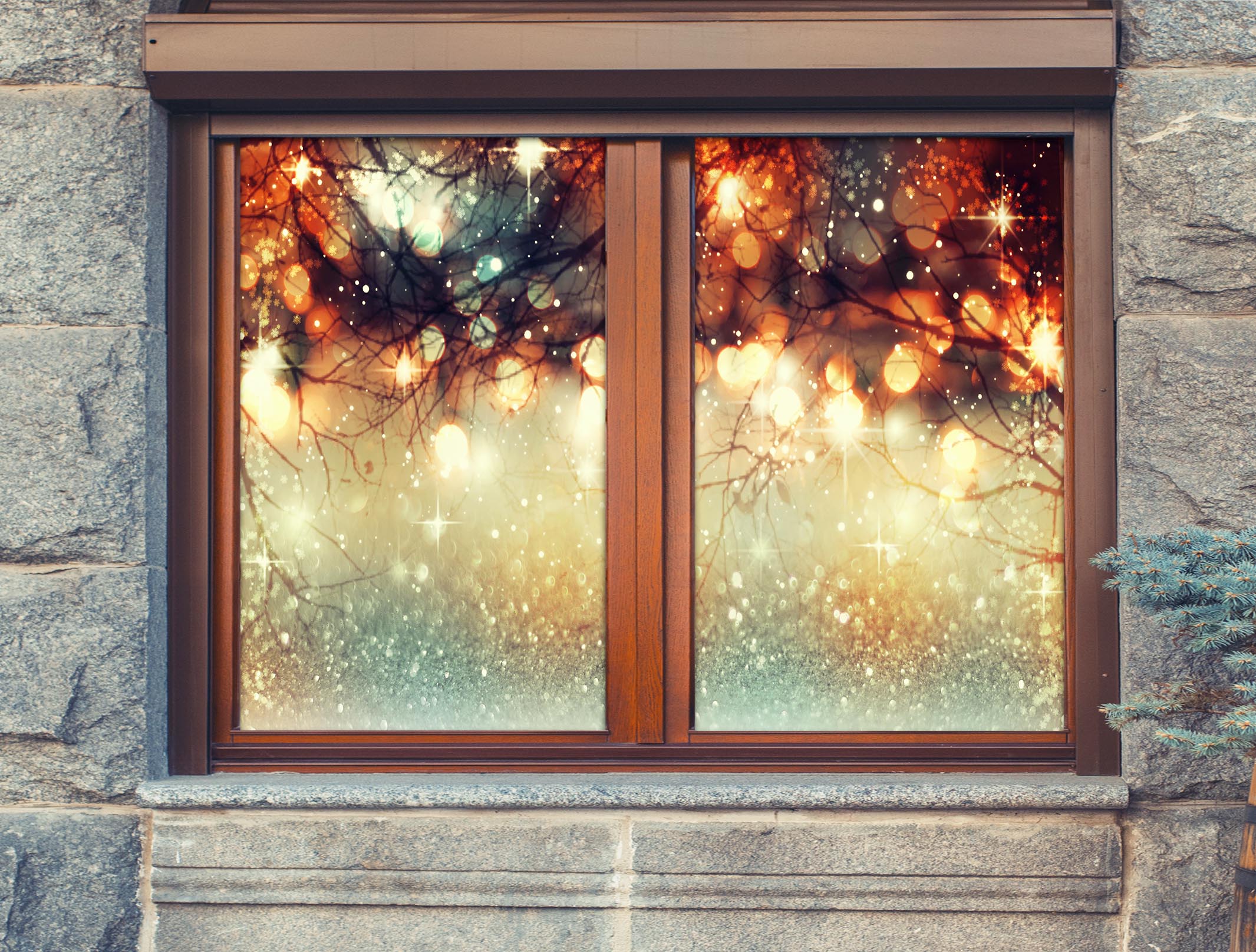 3D Aperture 42140 Christmas Window Film Print Sticker Cling Stained Glass Xmas