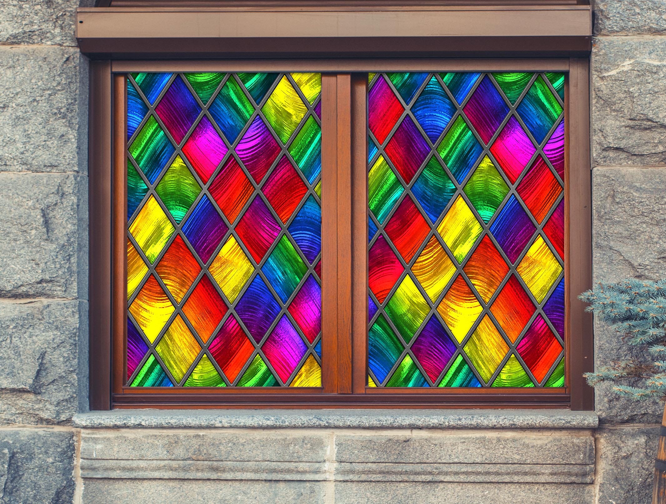 3D Yellow Diamond 233 Window Film Print Sticker Cling Stained Glass UV Block Wallpaper AJ Wallpaper 2