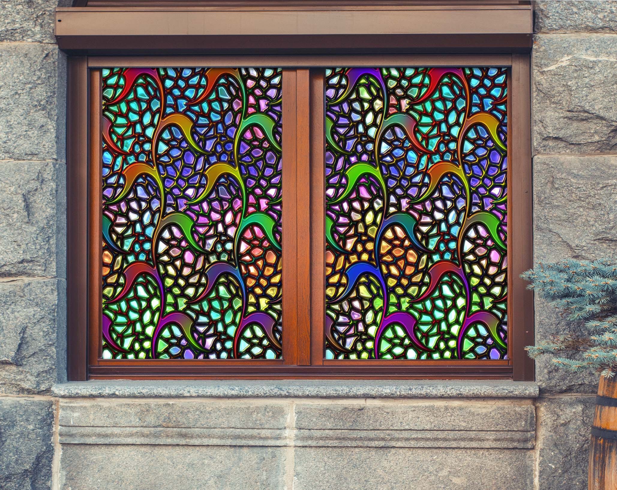 3D Colored Leaves 467 Window Film Print Sticker Cling Stained Glass UV Block Wallpaper AJ Wallpaper 2