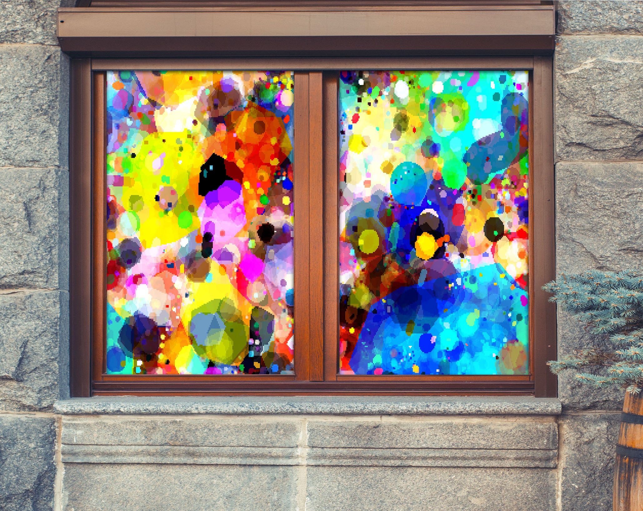 3D Color Graffiti 410 Window Film Print Sticker Cling Stained Glass UV Block