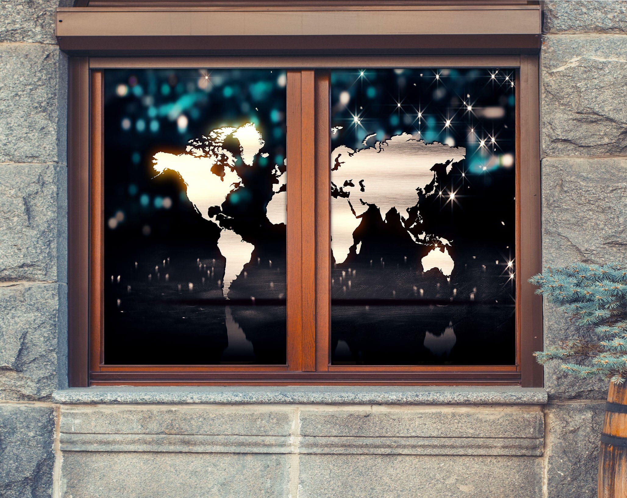 3D Beautiful World Map 302 Window Film Print Sticker Cling Stained Glass UV Block Wallpaper AJ Wallpaper 2