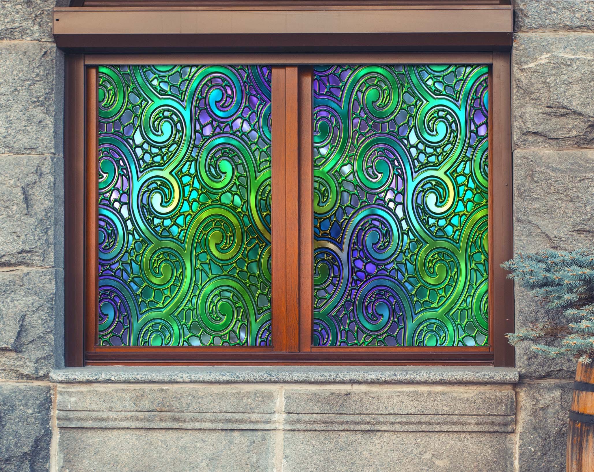 3D Green Vine 431 Window Film Print Sticker Cling Stained Glass UV Block Wallpaper AJ Wallpaper 2
