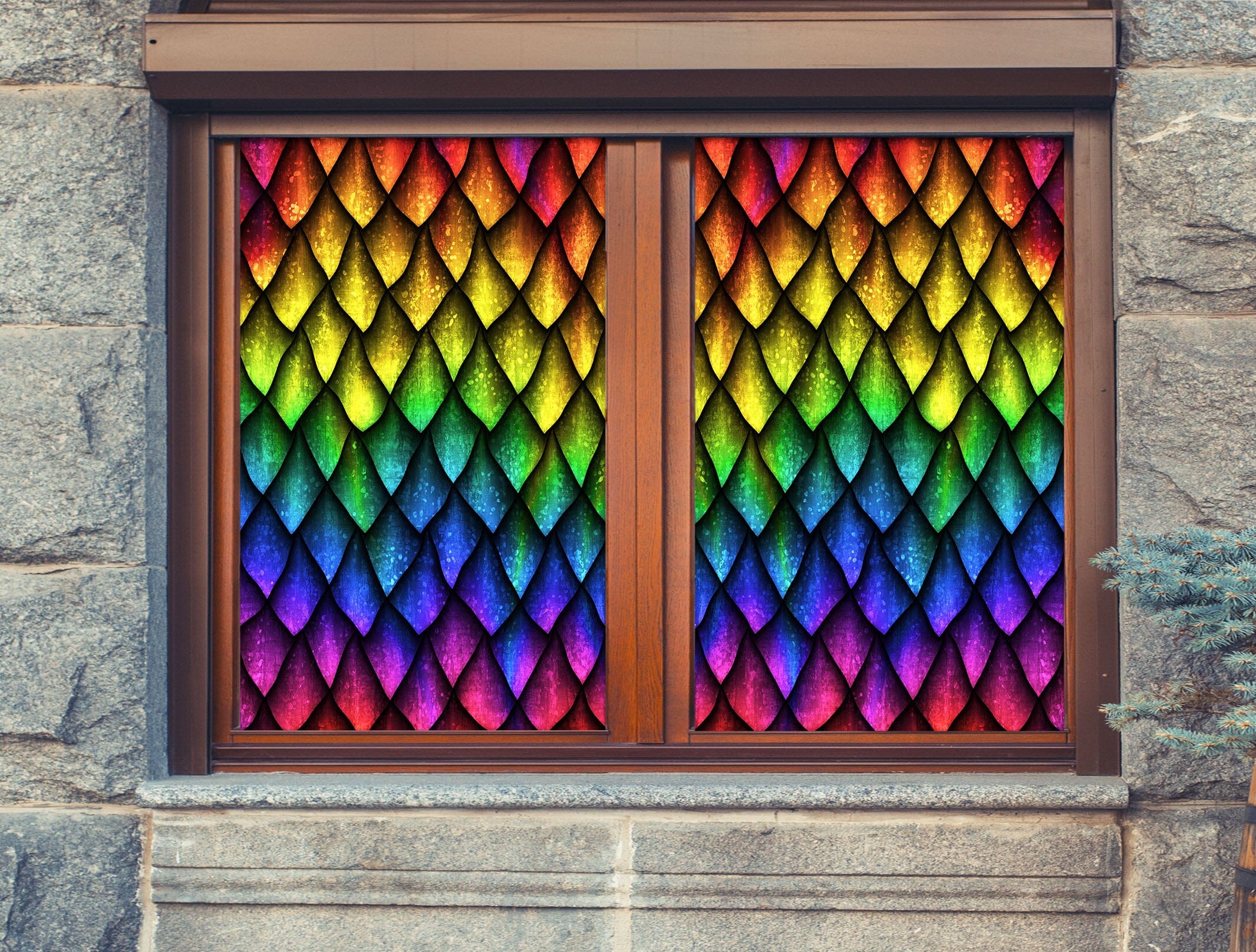 3D Colored Leaf Shape 215 Window Film Print Sticker Cling Stained Glass UV Block Wallpaper AJ Wallpaper 2