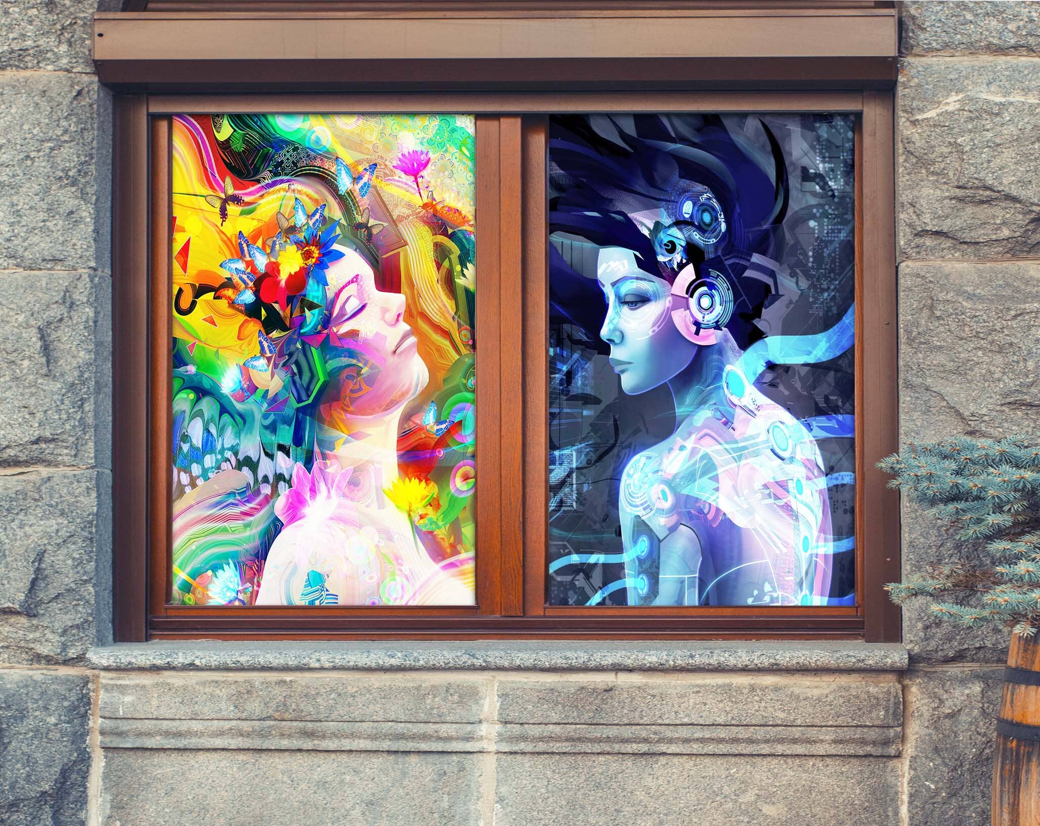 3D Oil Painting Woman 424 Window Film Print Sticker Cling Stained Glass UV Block Wallpaper AJ Wallpaper 2