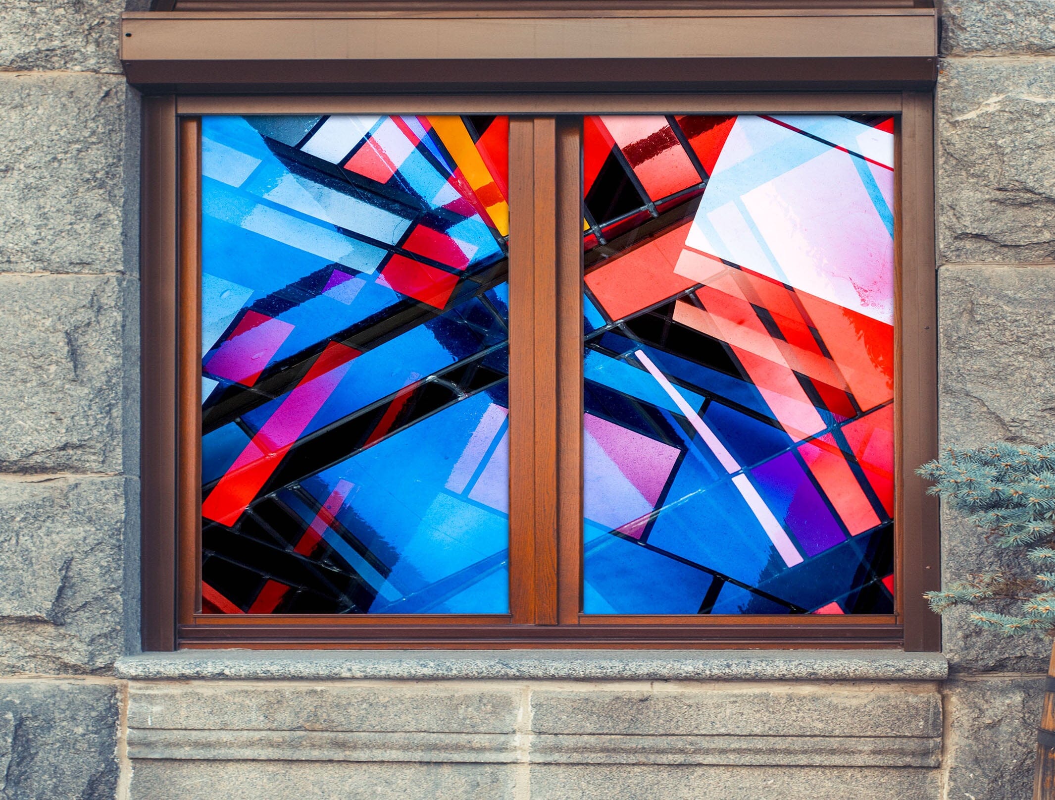 3D Red Glass 135 Window Film Print Sticker Cling Stained Glass UV Block Wallpaper AJ Wallpaper 2